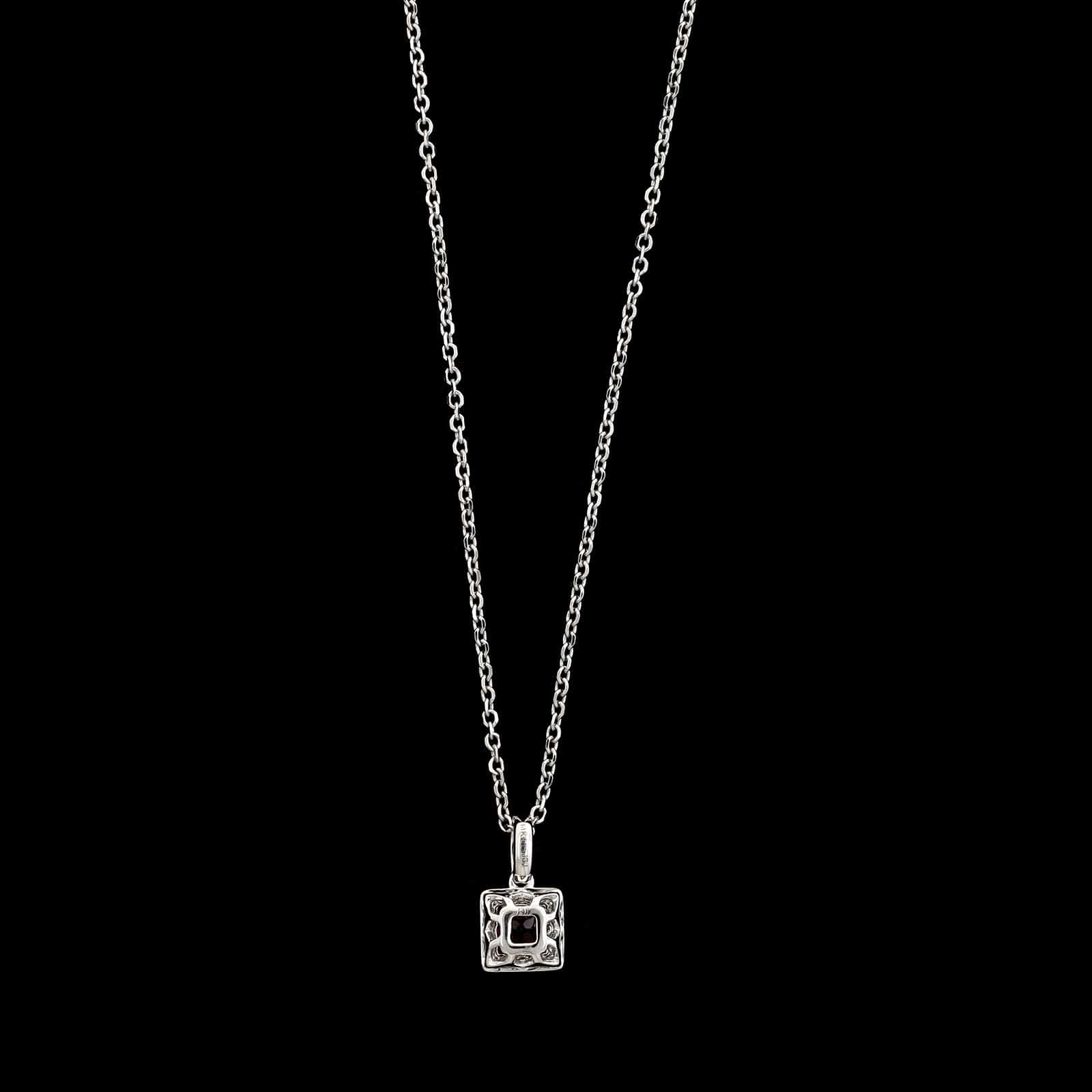 14K White Gold Estate Pink Tourmaline and Diamond Pendant Necklace - Image 2