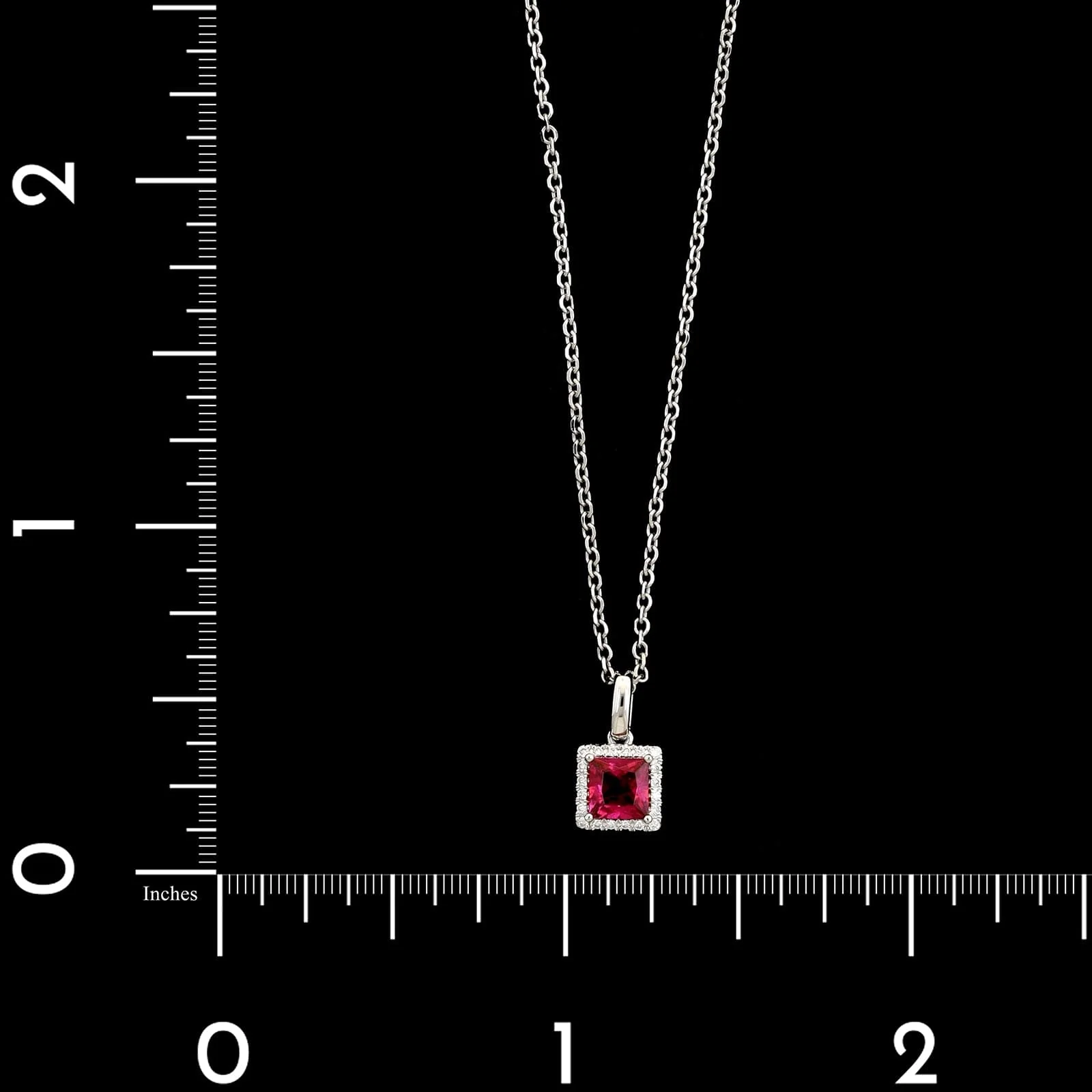 14K White Gold Estate Pink Tourmaline and Diamond Pendant Necklace - Image 4