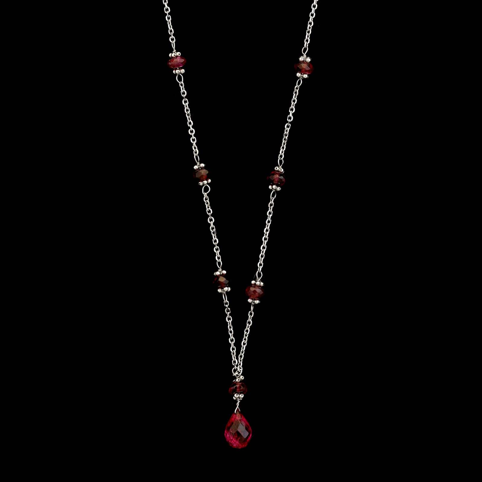 14K White Gold Estate Pink Tourmaline Necklace