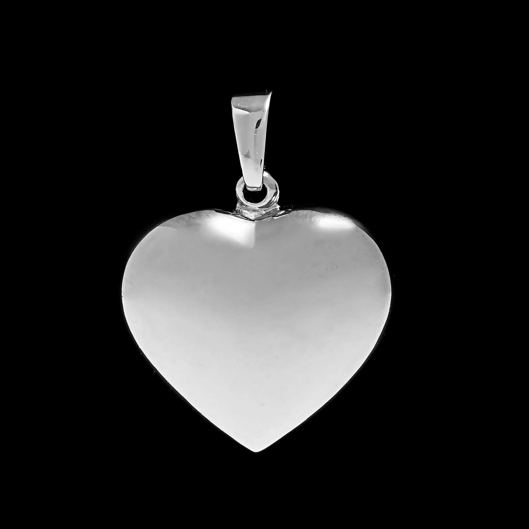 14K White Gold Estate Puffed Heart Pendant