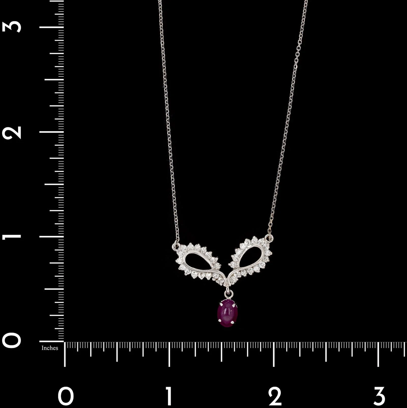 14K White Gold Estate Ruby and Diamond Necklace - Image 4