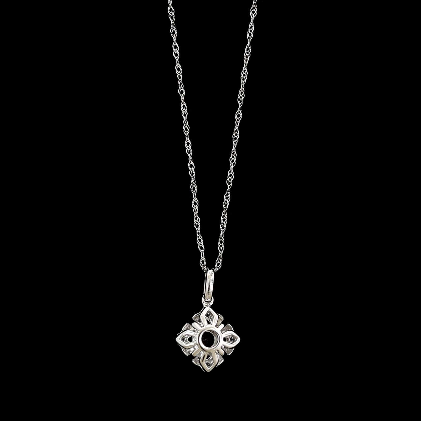 14K White Gold Estate Ruby and Diamond Pendant Necklace - Image 2