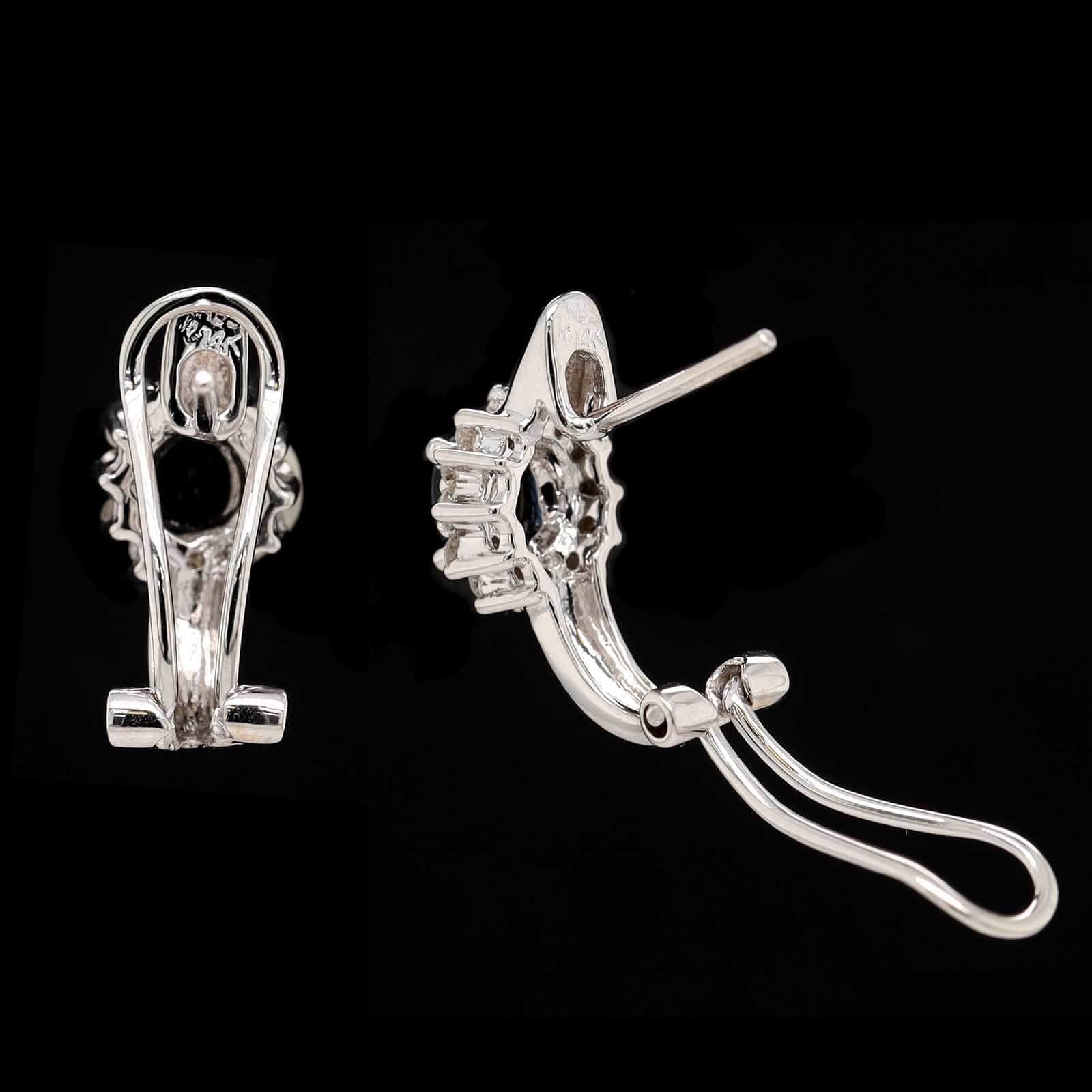 14K White Gold Estate Sapphire and Diamond Earrings - Image 2