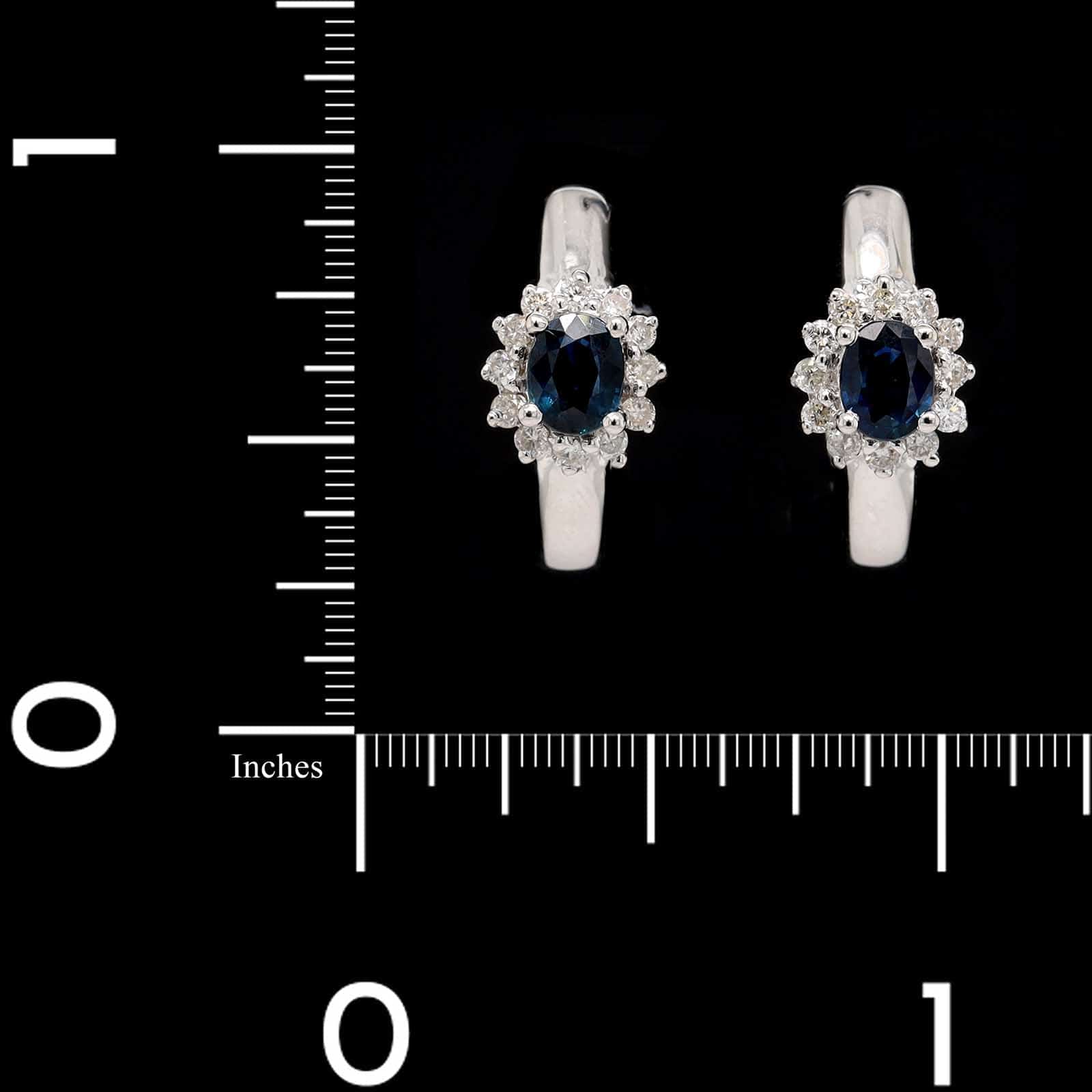 14K White Gold Estate Sapphire and Diamond Earrings - Image 3