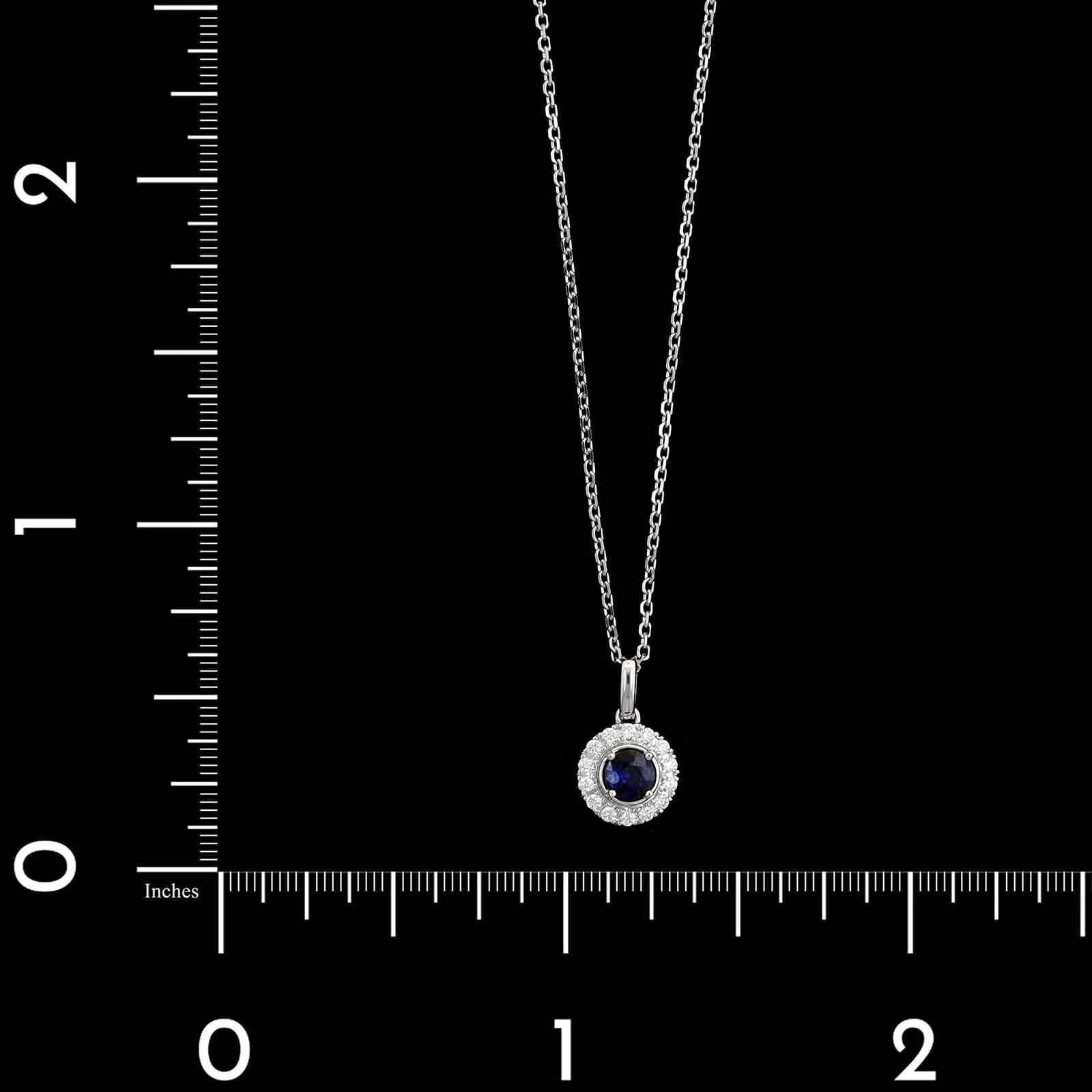 14K White Gold Estate Sapphire and Diamond Pendant Necklace - Image 4