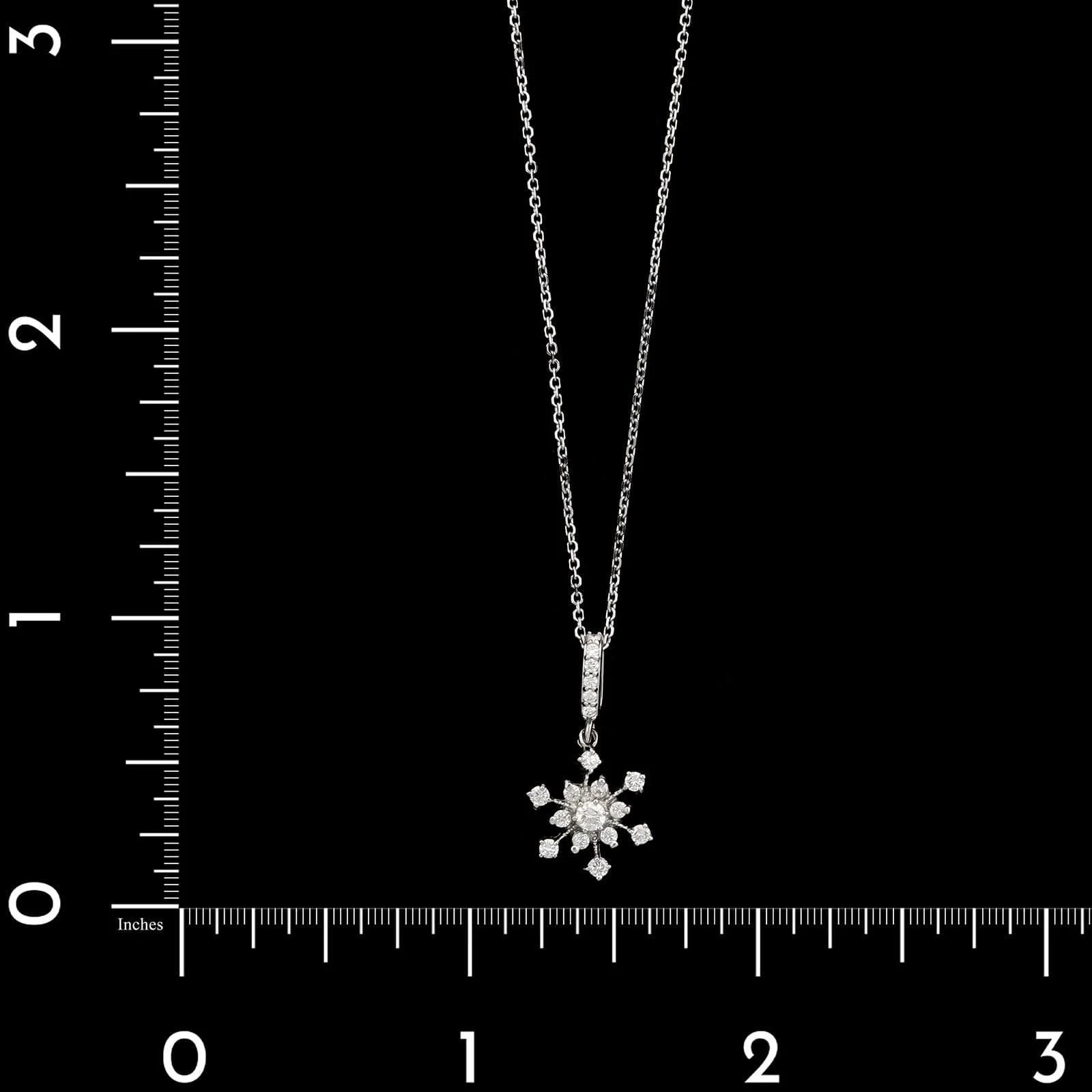 14K White Gold Estate Snowflake Diamond Pendant Necklace - Image 4