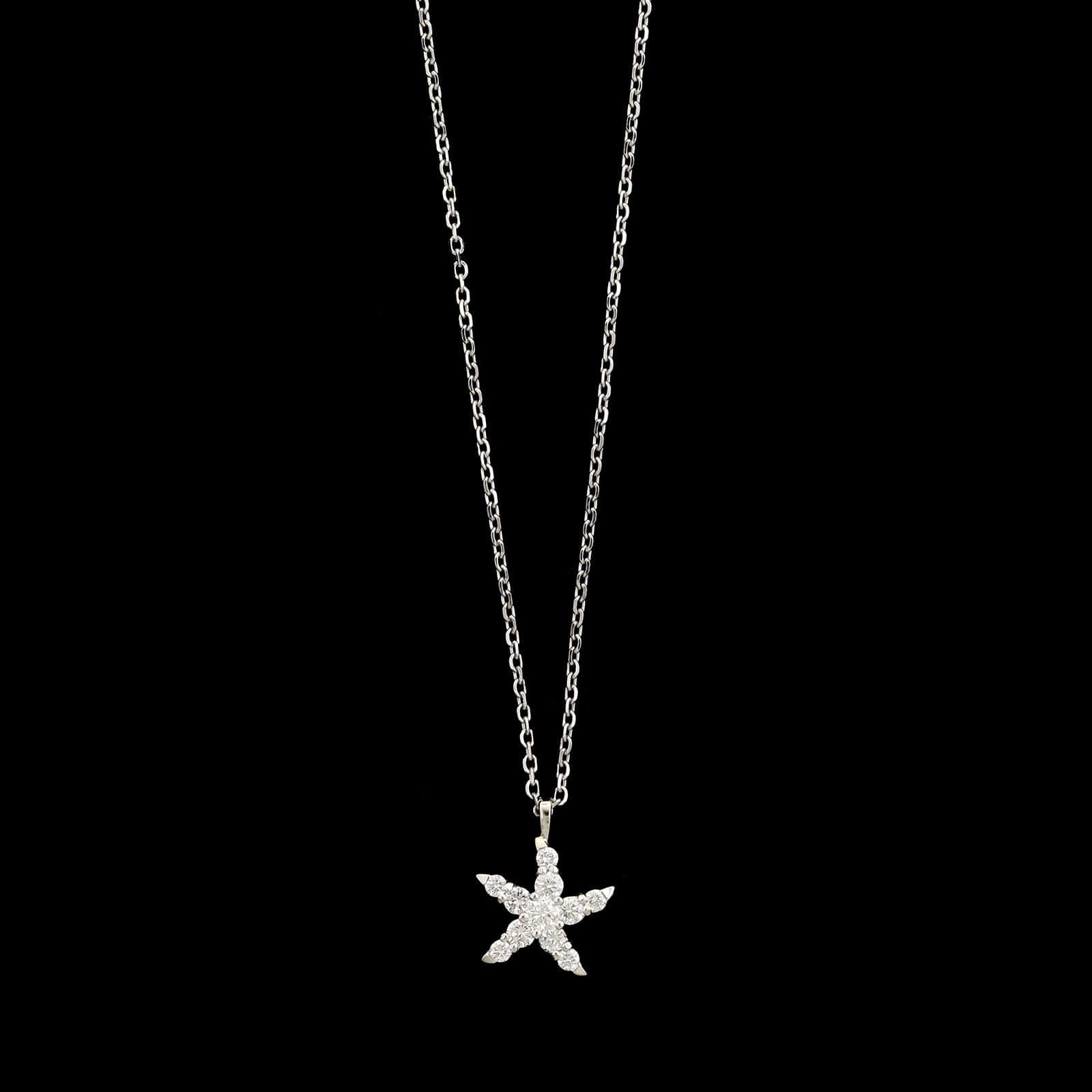 14K White Gold Estate Starfish Pendant Necklace
