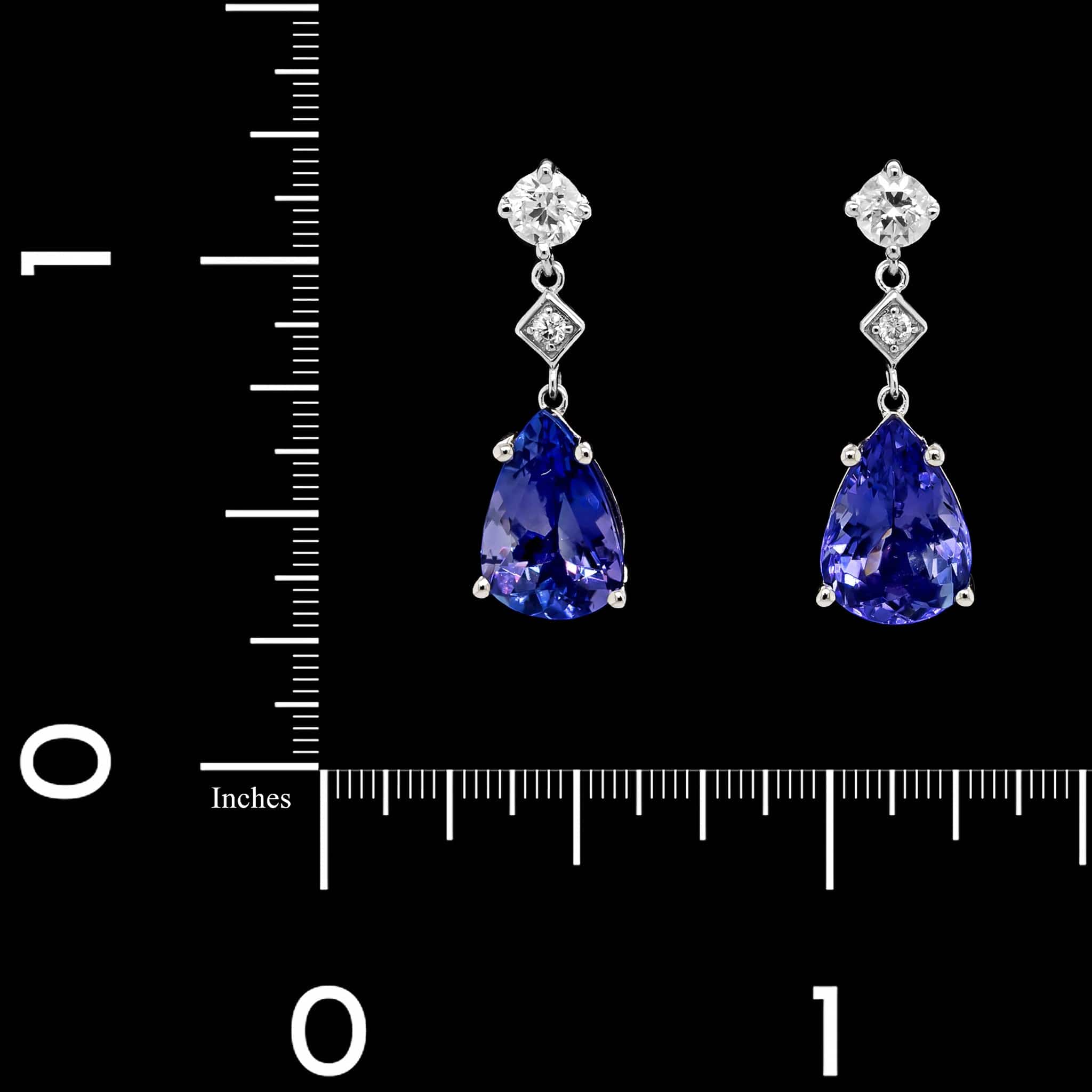 14K White Gold Estate Tanzanite and Diamond Earrings - Image 2