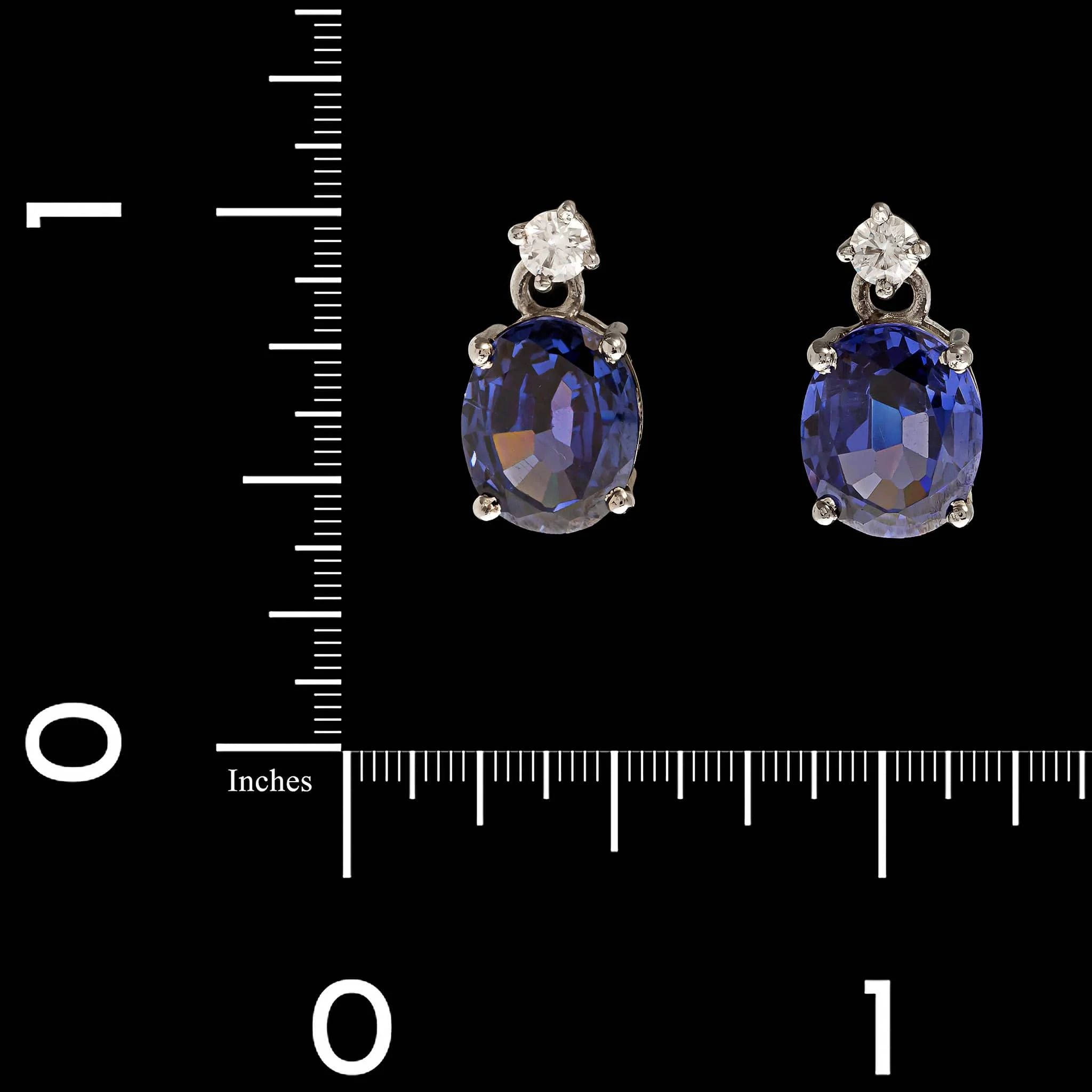 14K White Gold Estate Tanzanite and Diamond Earrings - Image 2