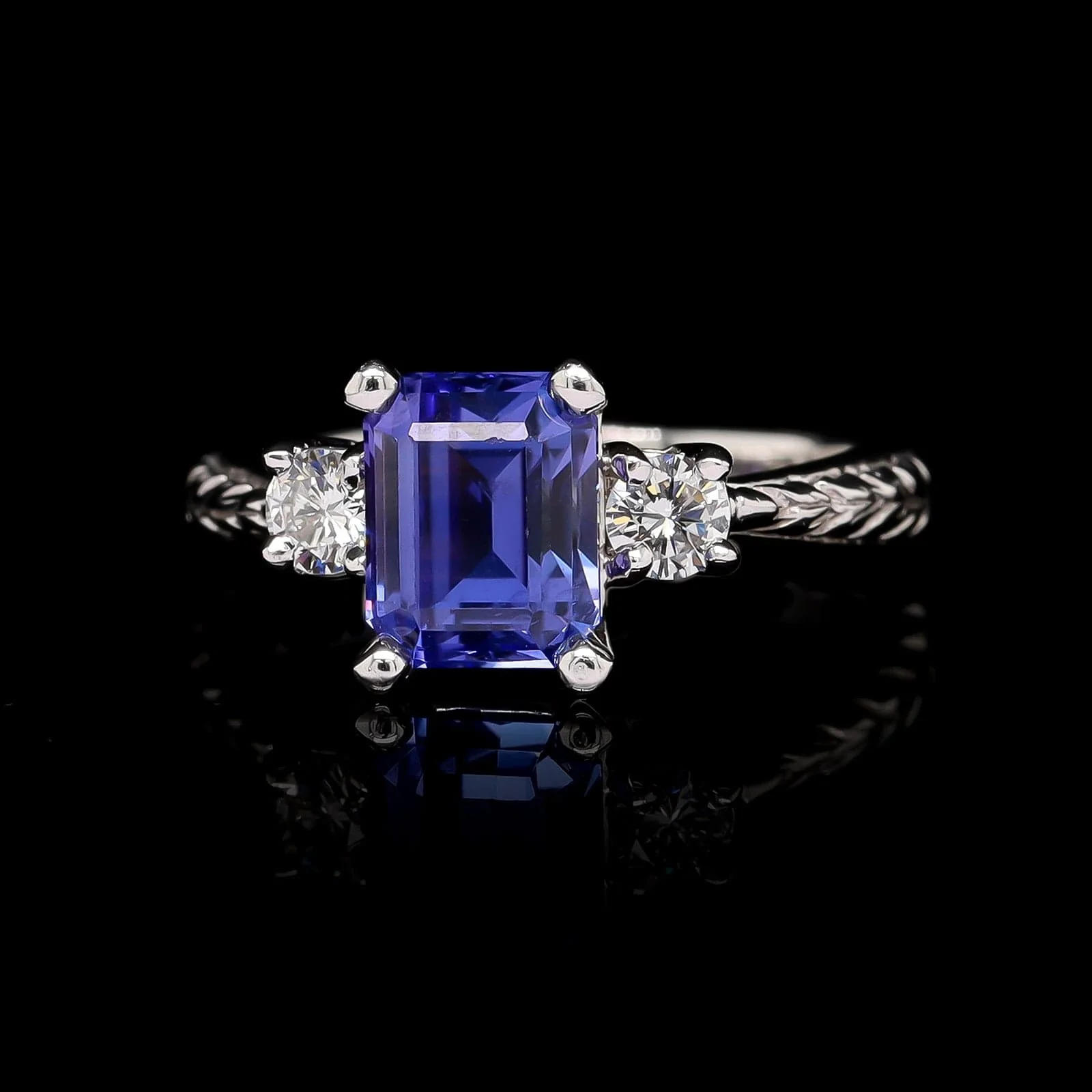 14K White Gold Estate Tanzanite and Diamond Ring