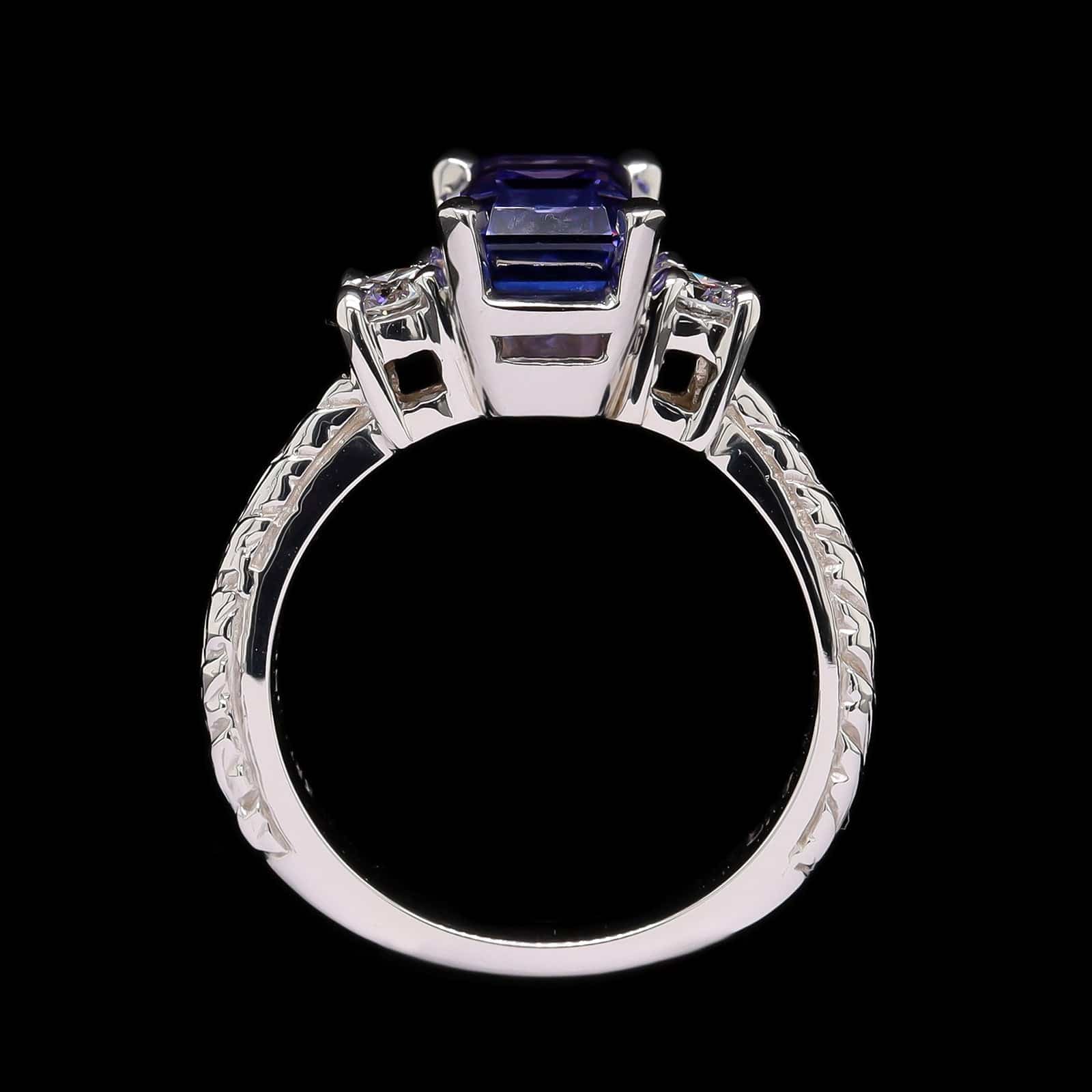 14K White Gold Estate Tanzanite and Diamond Ring - Image 3