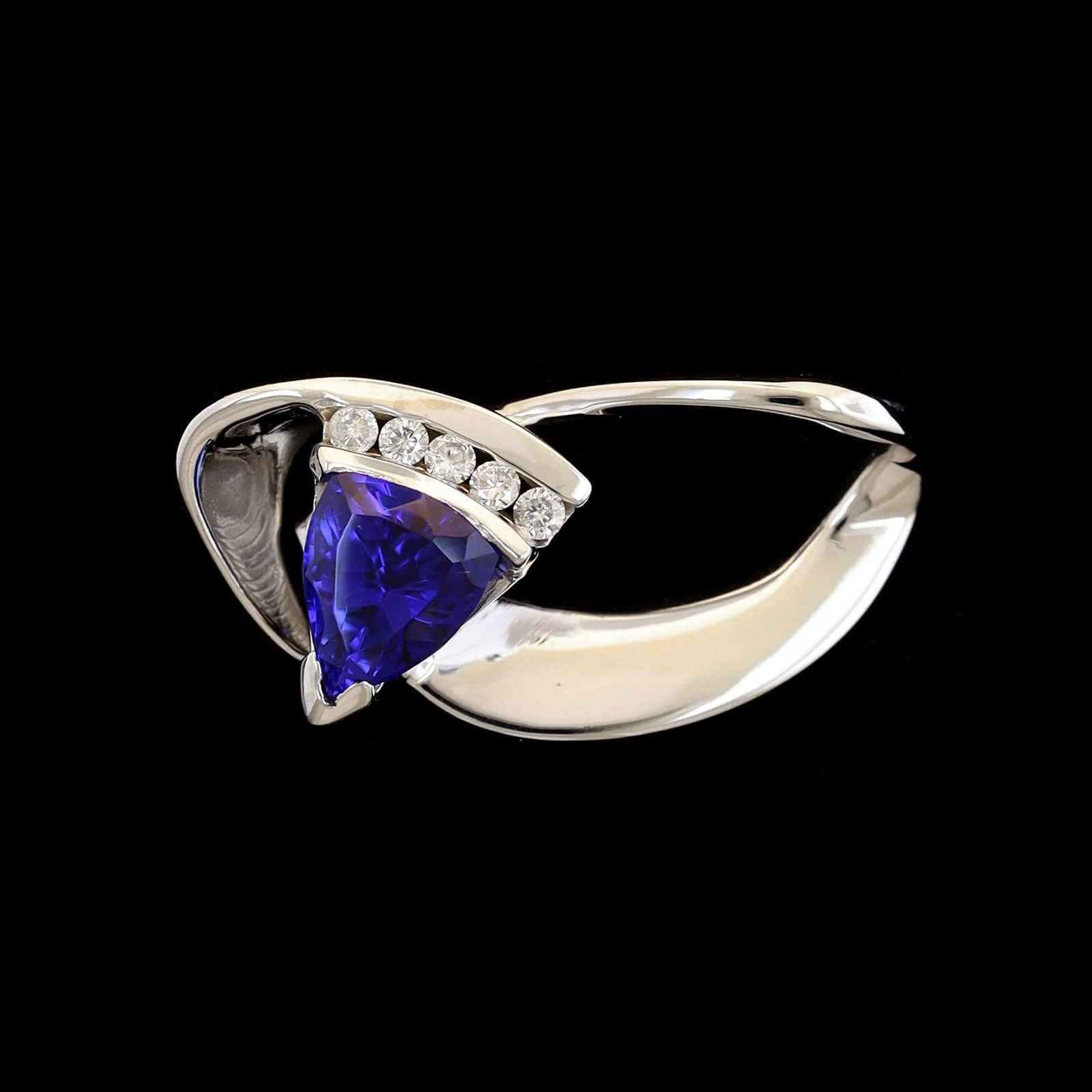 14K White Gold Estate Tanzanite and Diamond Slide Pendant