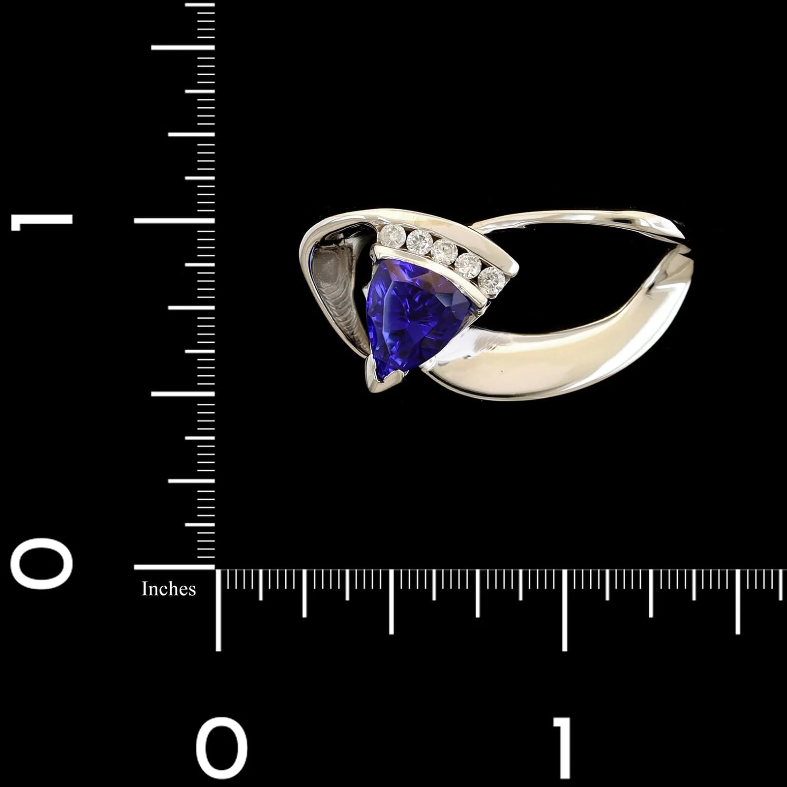 14K White Gold Estate Tanzanite and Diamond Slide Pendant - Image 3