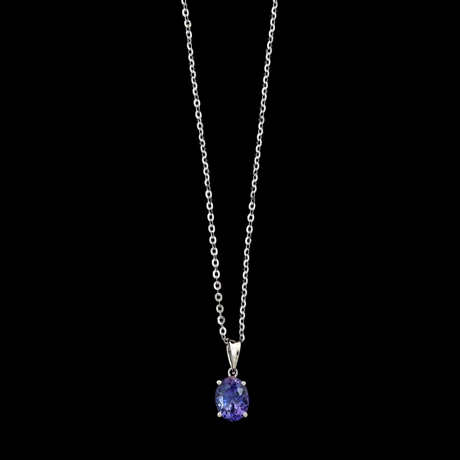 14K White Gold Estate Tanzanite Pendant Necklace