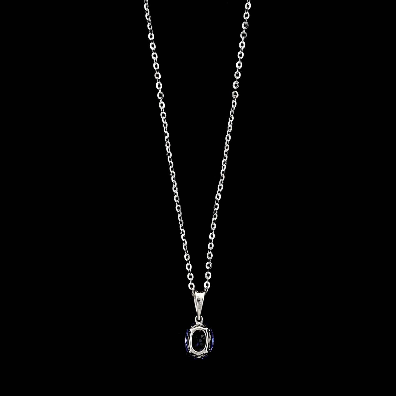 14K White Gold Estate Tanzanite Pendant Necklace - Image 2