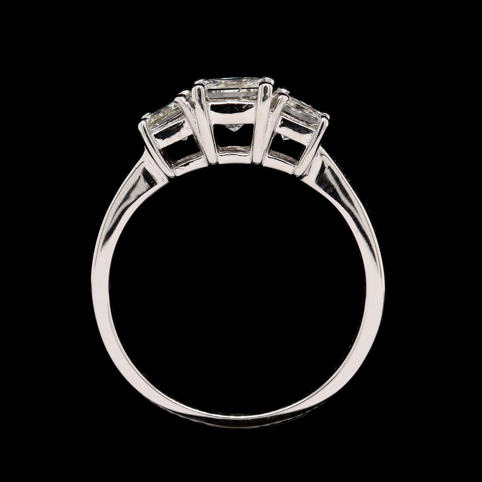 14K White Gold Estate Three Stone Diamond Engagement Ring - Image 3