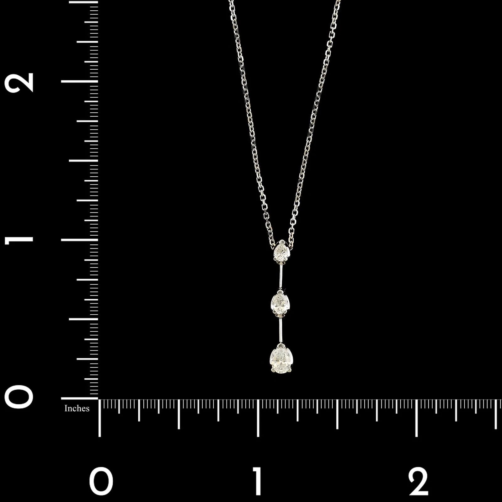 14K White Gold Estate Three Stone Diamond Pendant Necklace - Image 4