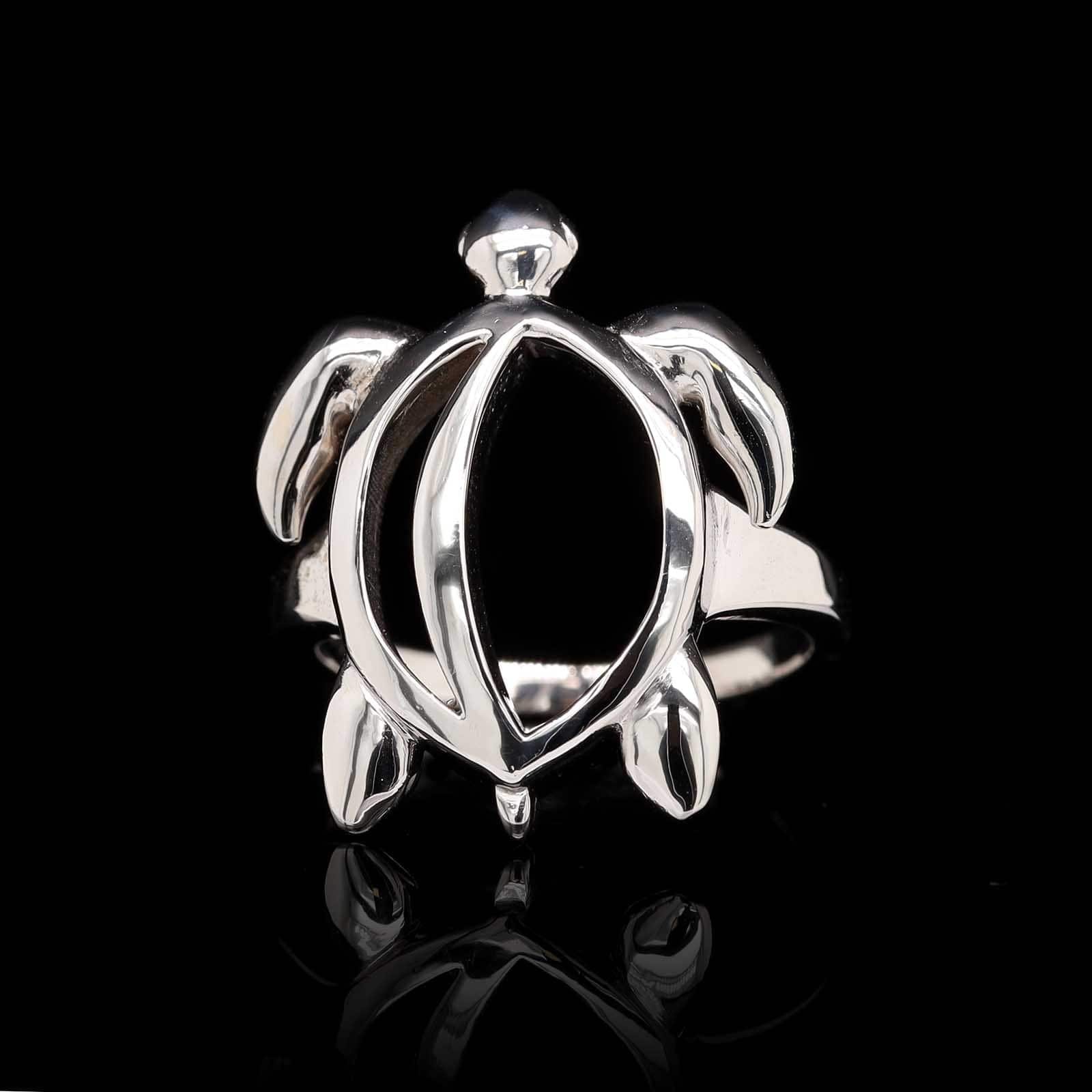 14K White Gold Estate Turtle Ring