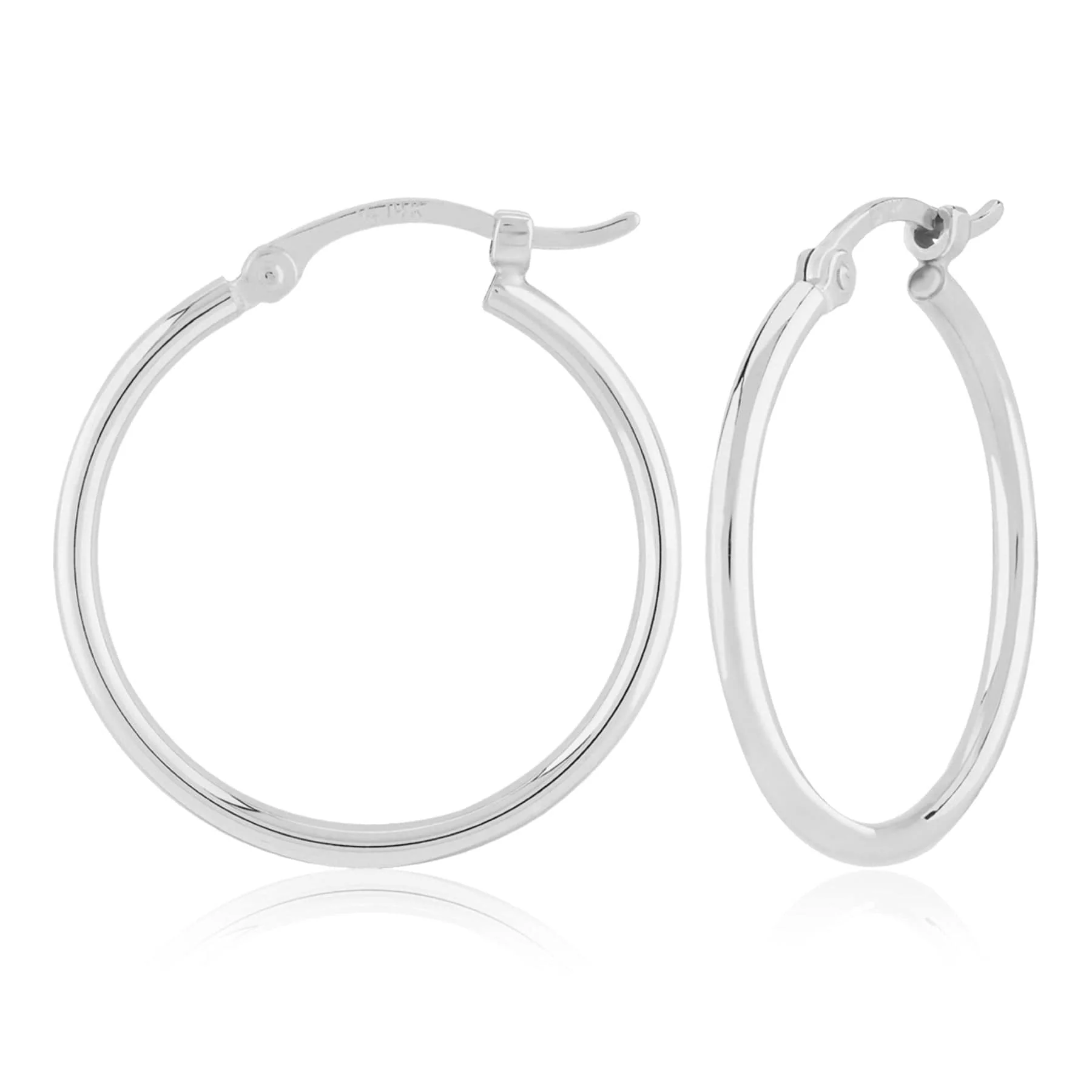 14K White Gold Medium Tube Hoop Earrings