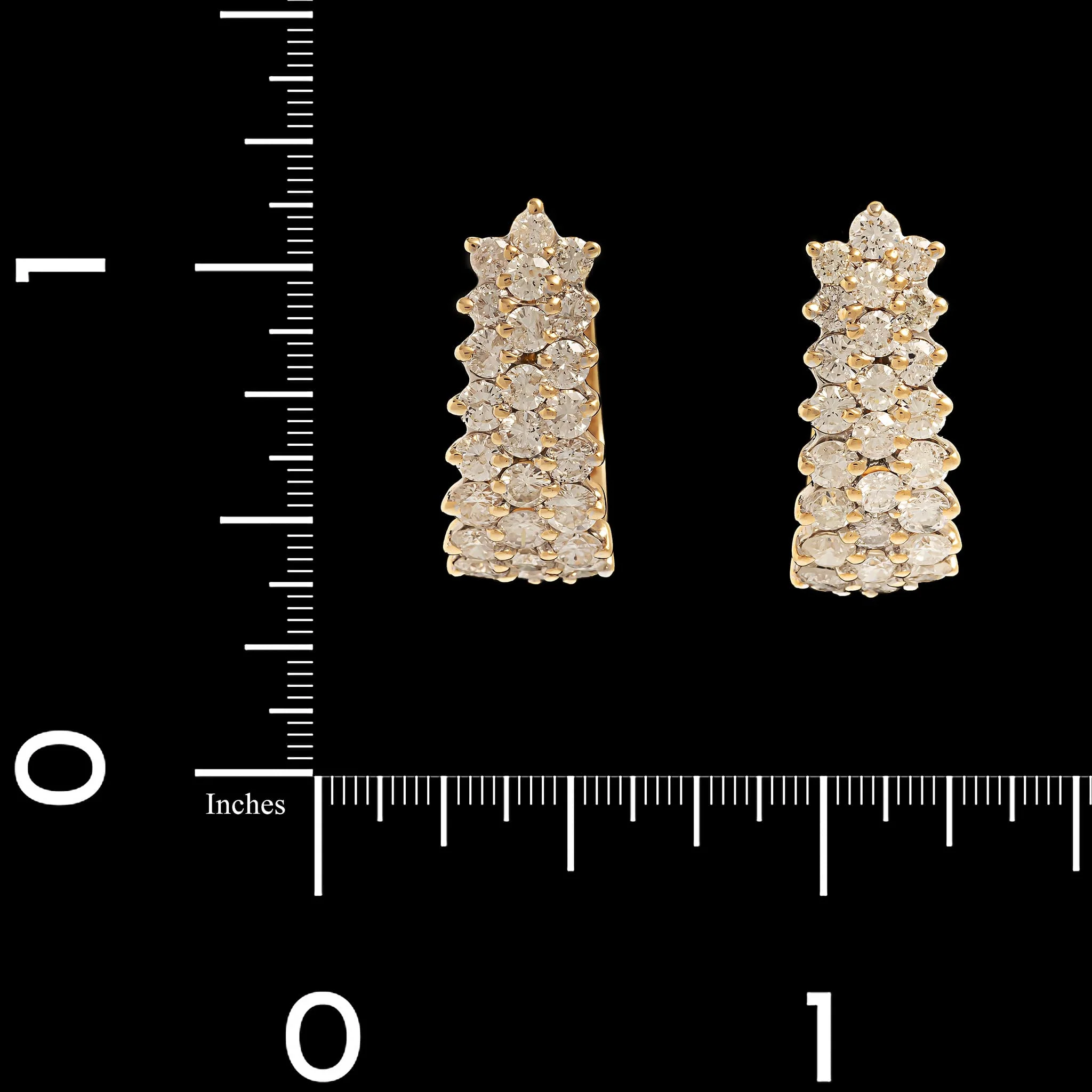 14K Yellow Gold Diamond Earrings - Image 2