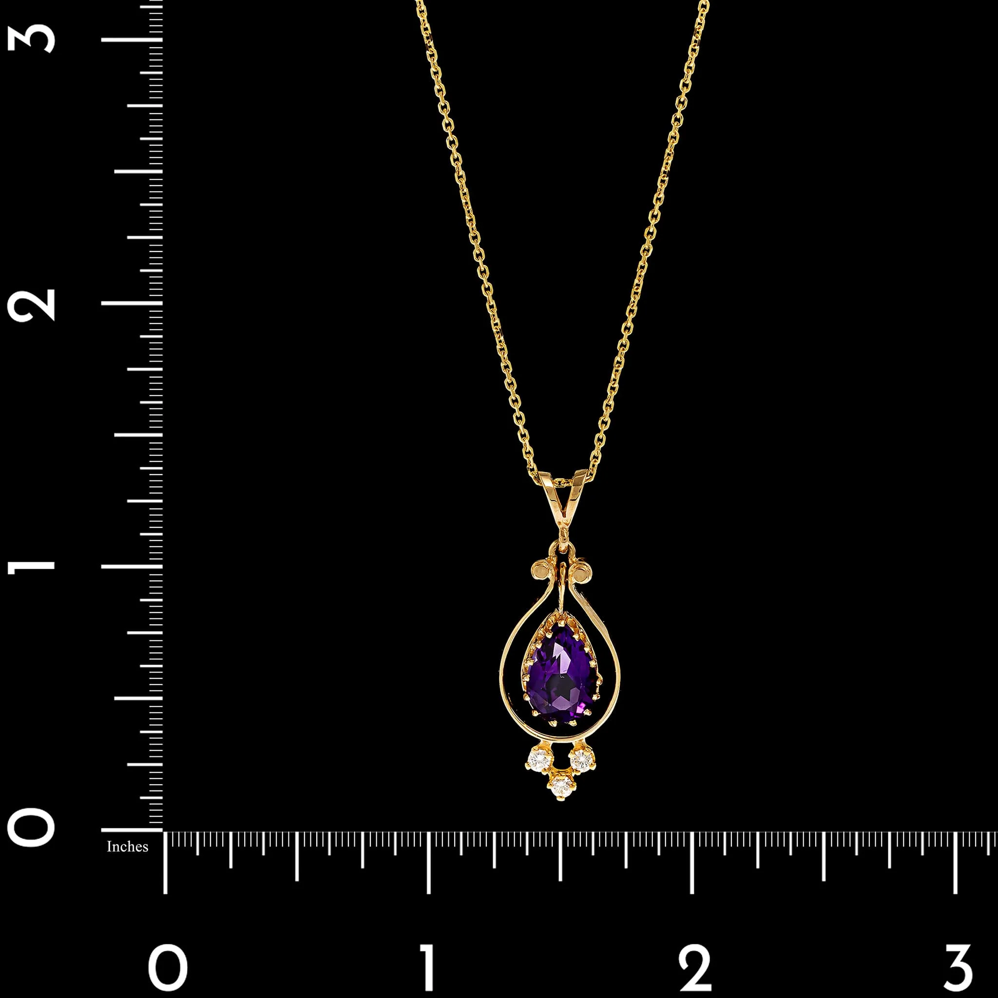 14K Yellow Gold Estate Amethyst and Diamond Pendant Necklace - Image 4