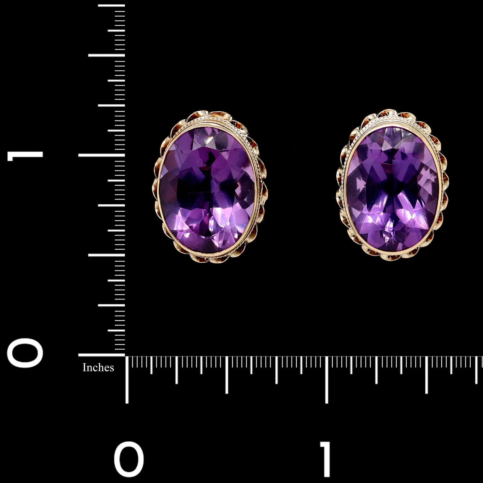 14K Yellow Gold Estate Amethyst Earrings - Image 3