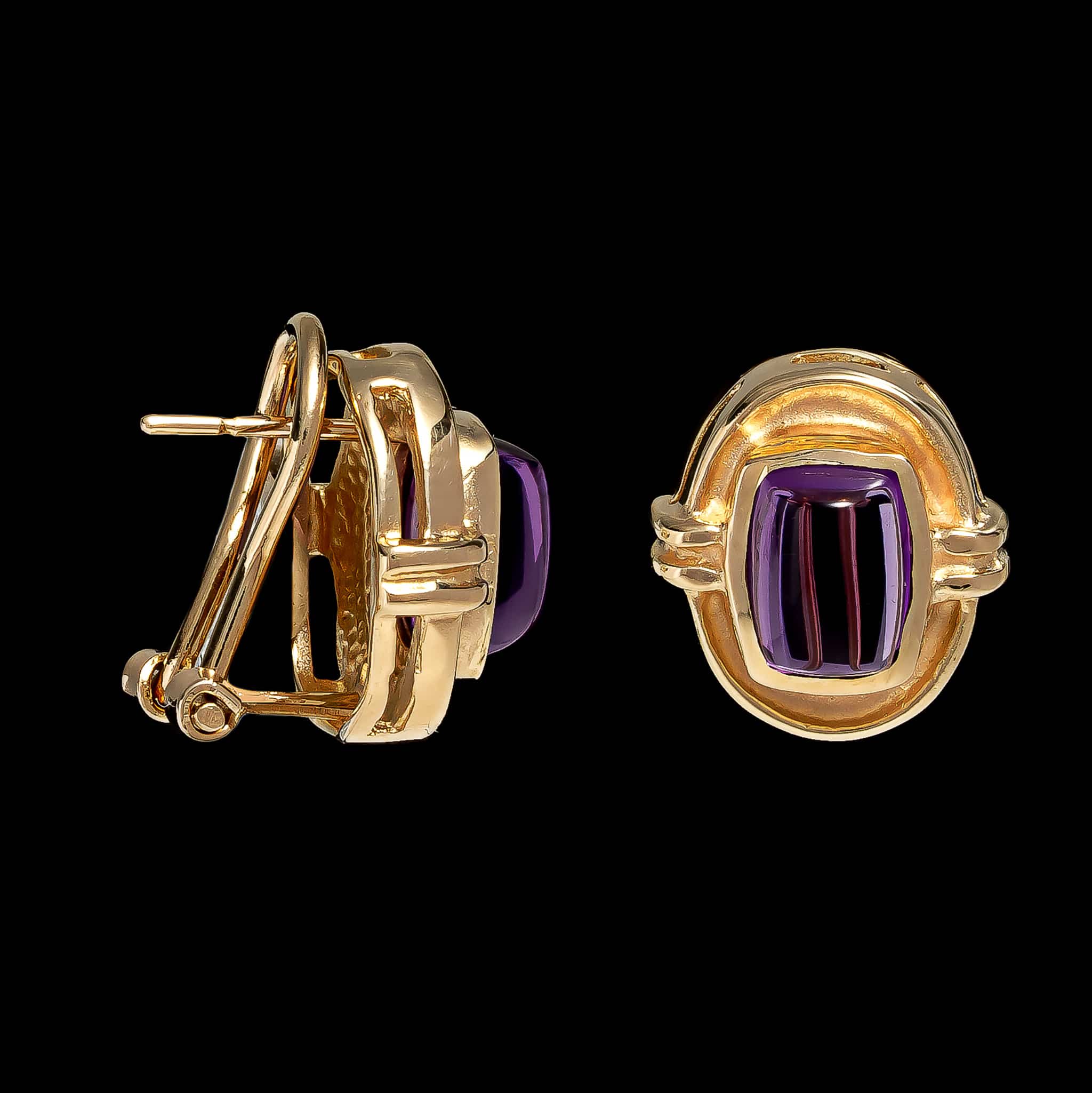 14K Yellow Gold Estate Amethyst Earrings