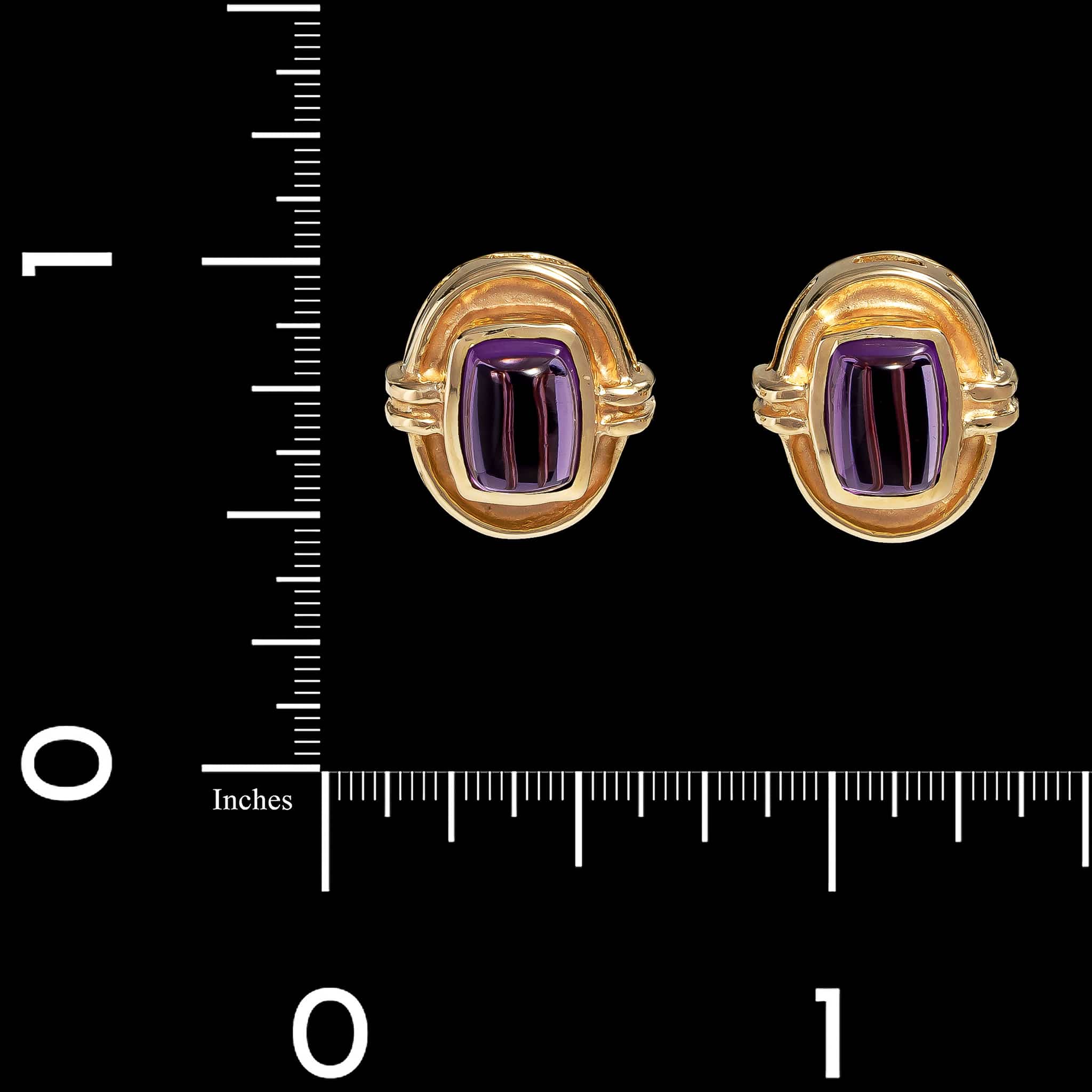 14K Yellow Gold Estate Amethyst Earrings - Image 2