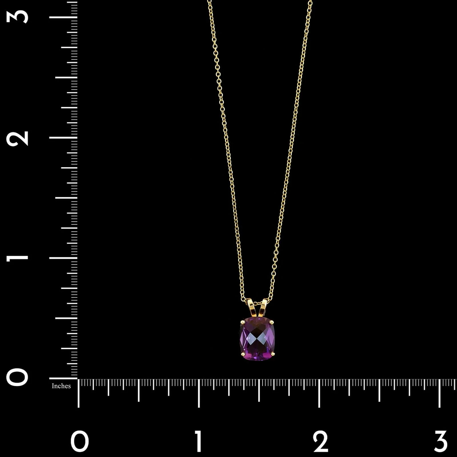 14K Yellow Gold Estate Amethyst Pendant Necklace - Image 4