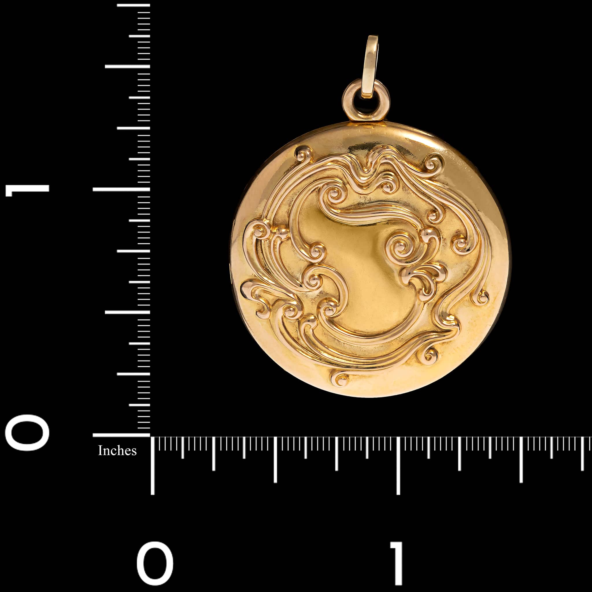 14K Yellow Gold Estate Art Nouveau Style Locket Pendant - Image 4