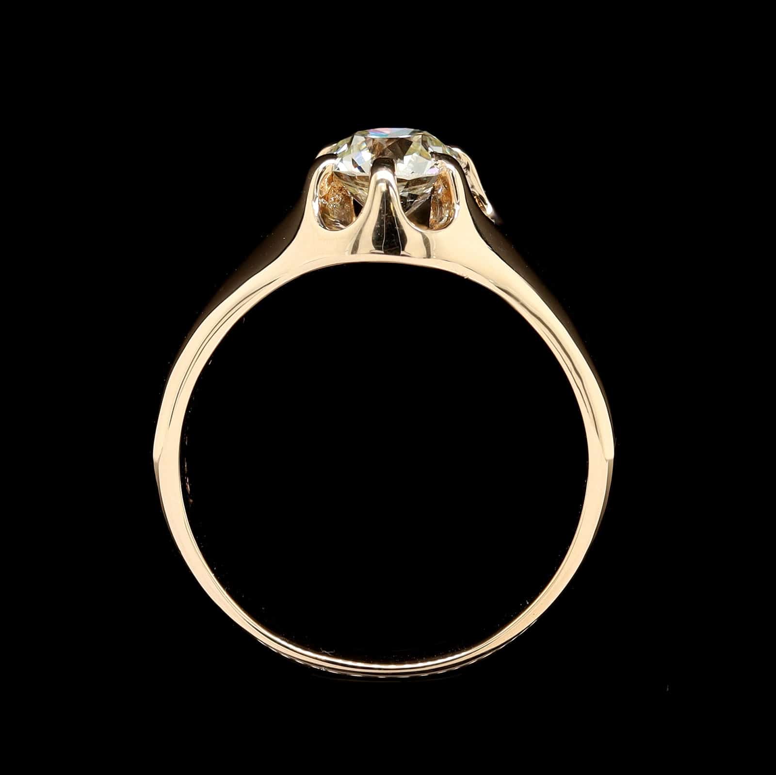 14K Yellow Gold Estate Belcher Set Diamond Ring - Image 3