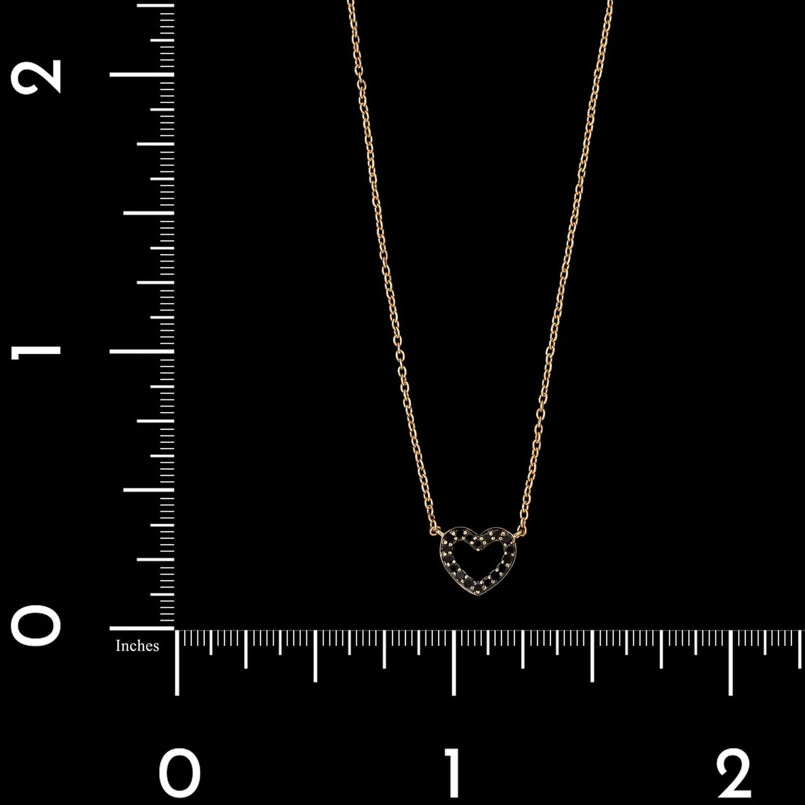 14K Yellow Gold Estate Black Diamond Heart Pendant Necklace - Image 4