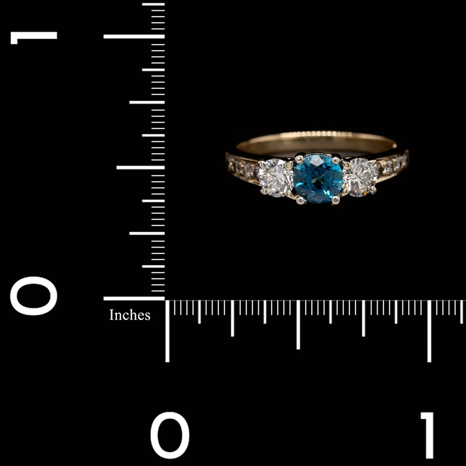 14K Yellow Gold Estate Blue Topaz and Diamond Ring - Image 4