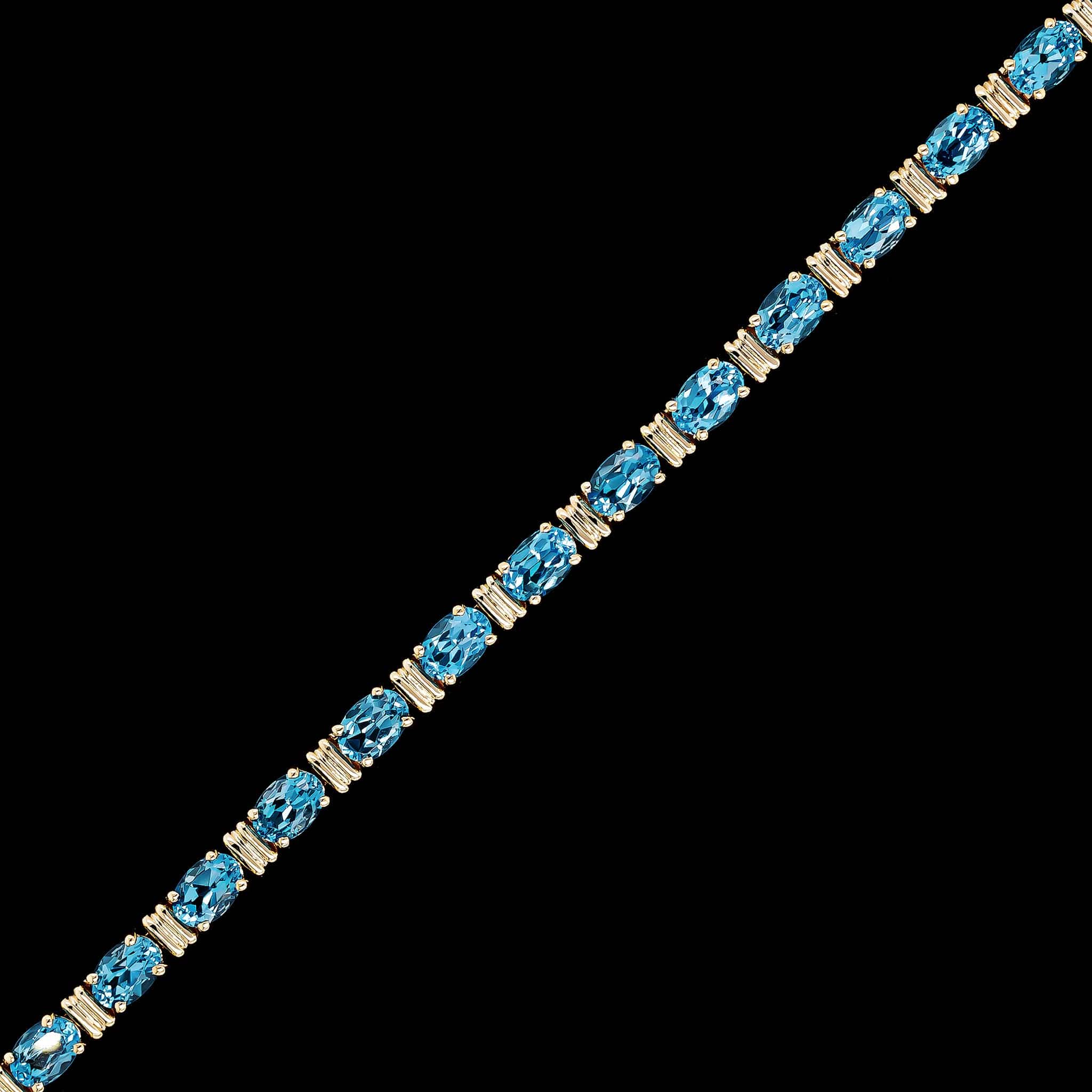 14K Yellow Gold Estate Blue Topaz Bracelet - Image 2
