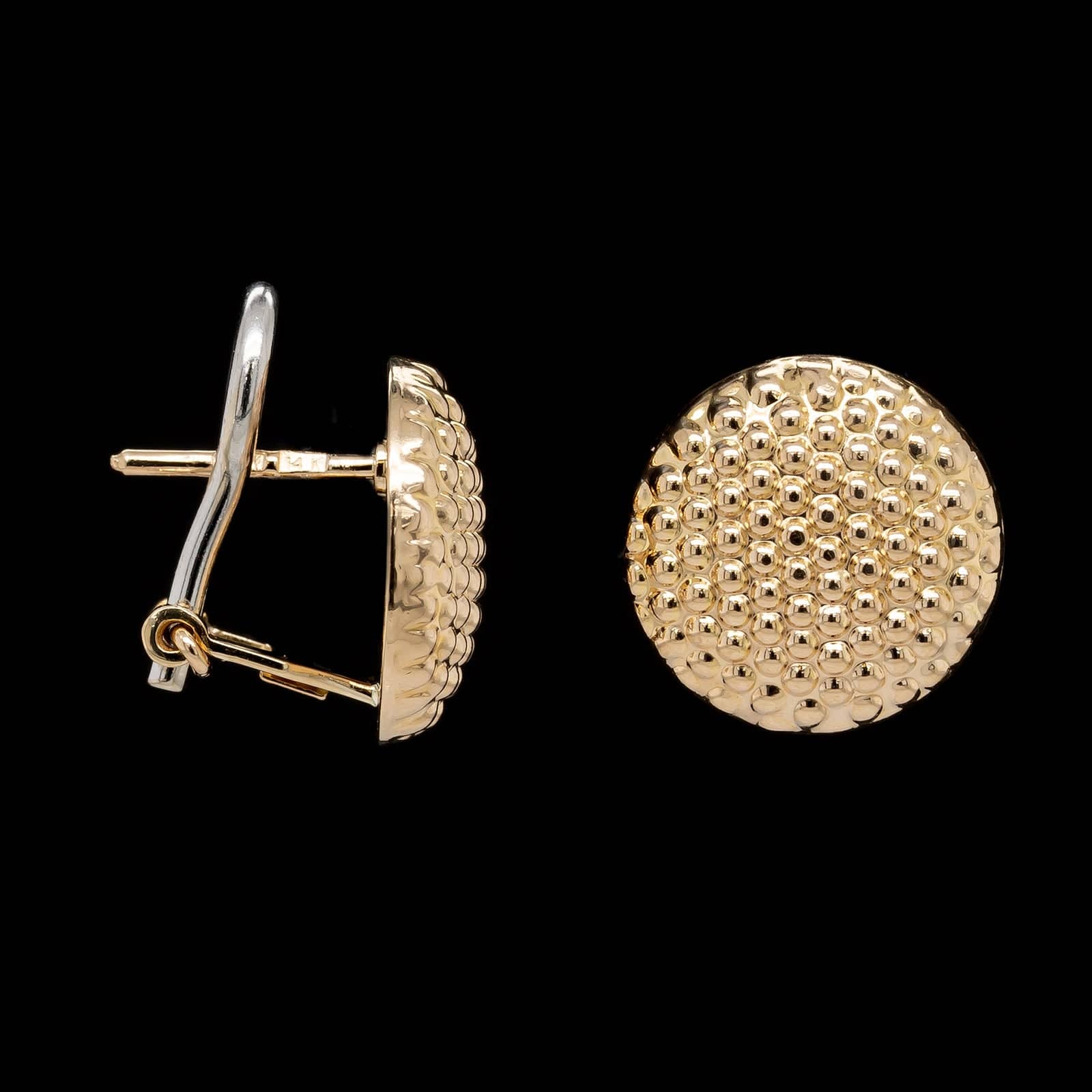 14K Yellow Gold Estate Button Earrings
