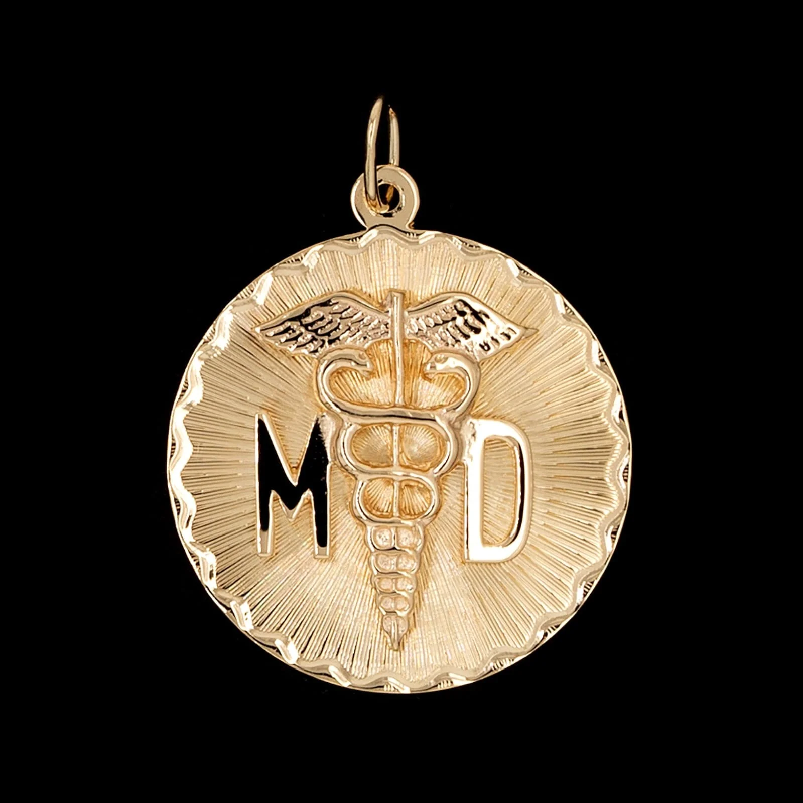 14K Yellow Gold Estate Cadeceus M.D. Medal