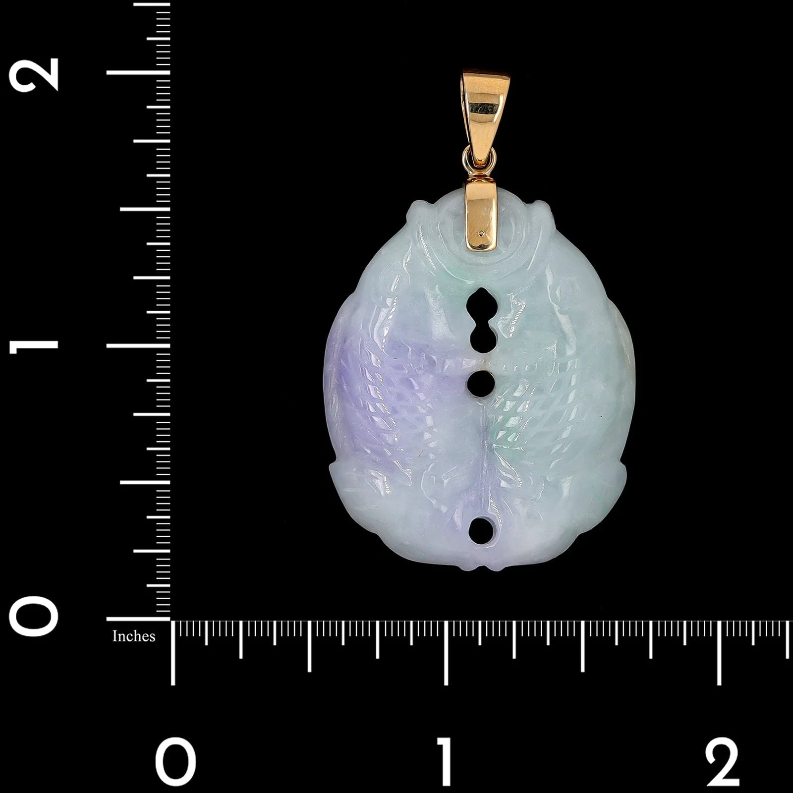 14K Yellow Gold Estate Carved Jadeite Pendant - Image 3