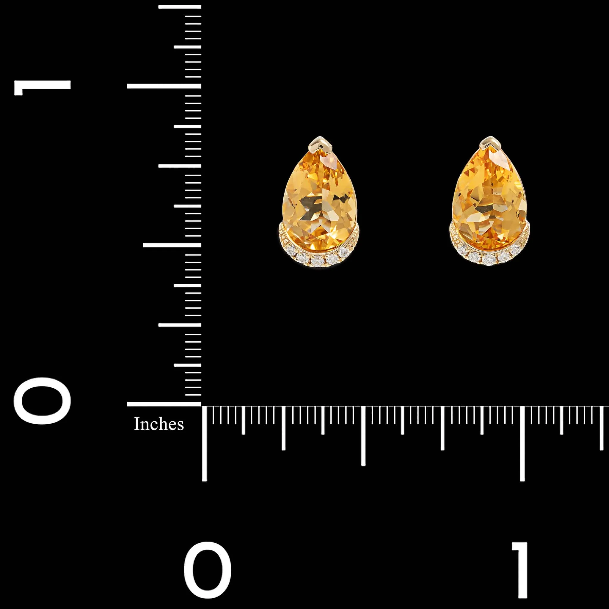 14K Yellow Gold Estate Citrine and Diamond Earrings - Image 2