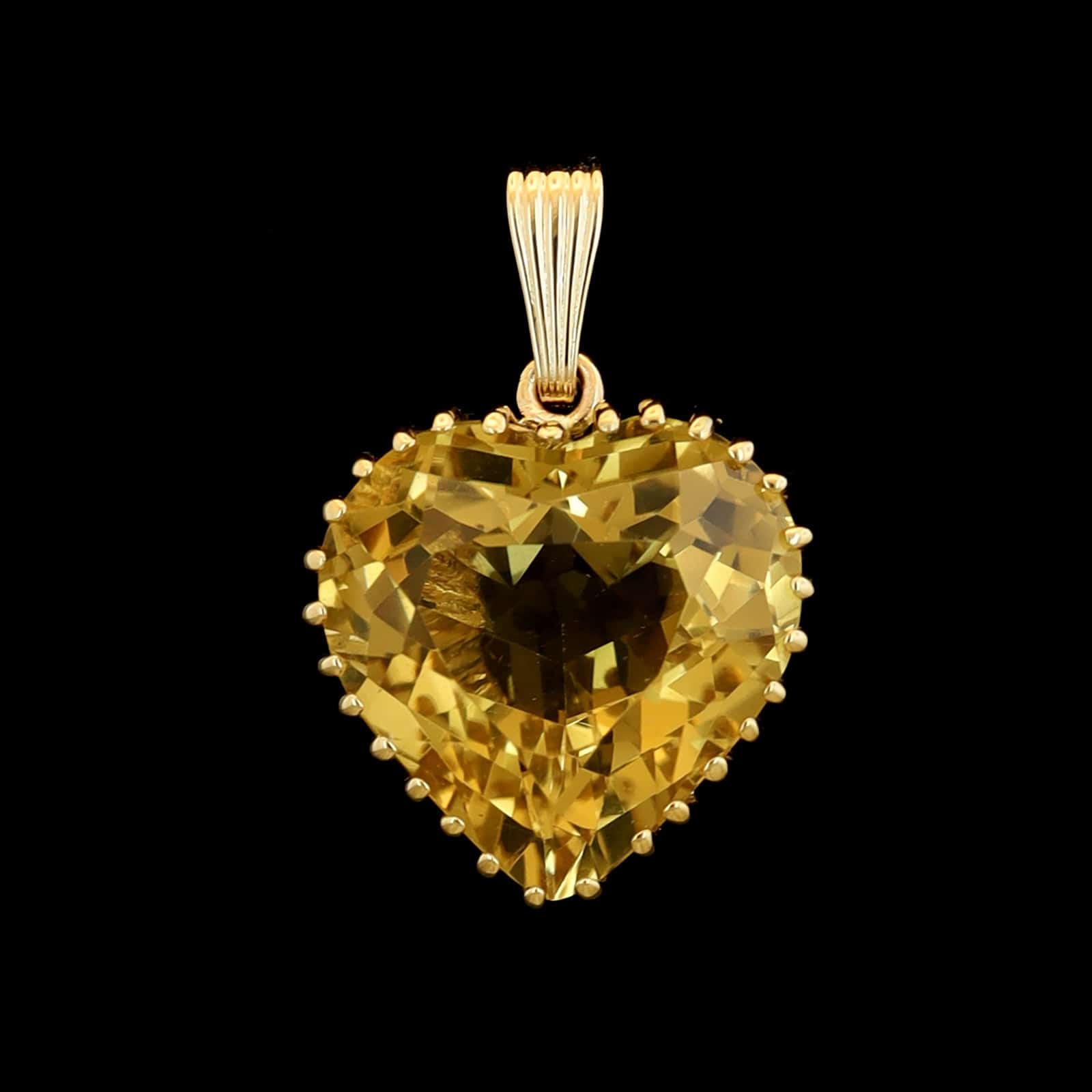 14K Yellow Gold Estate Citrine Heart Pendant