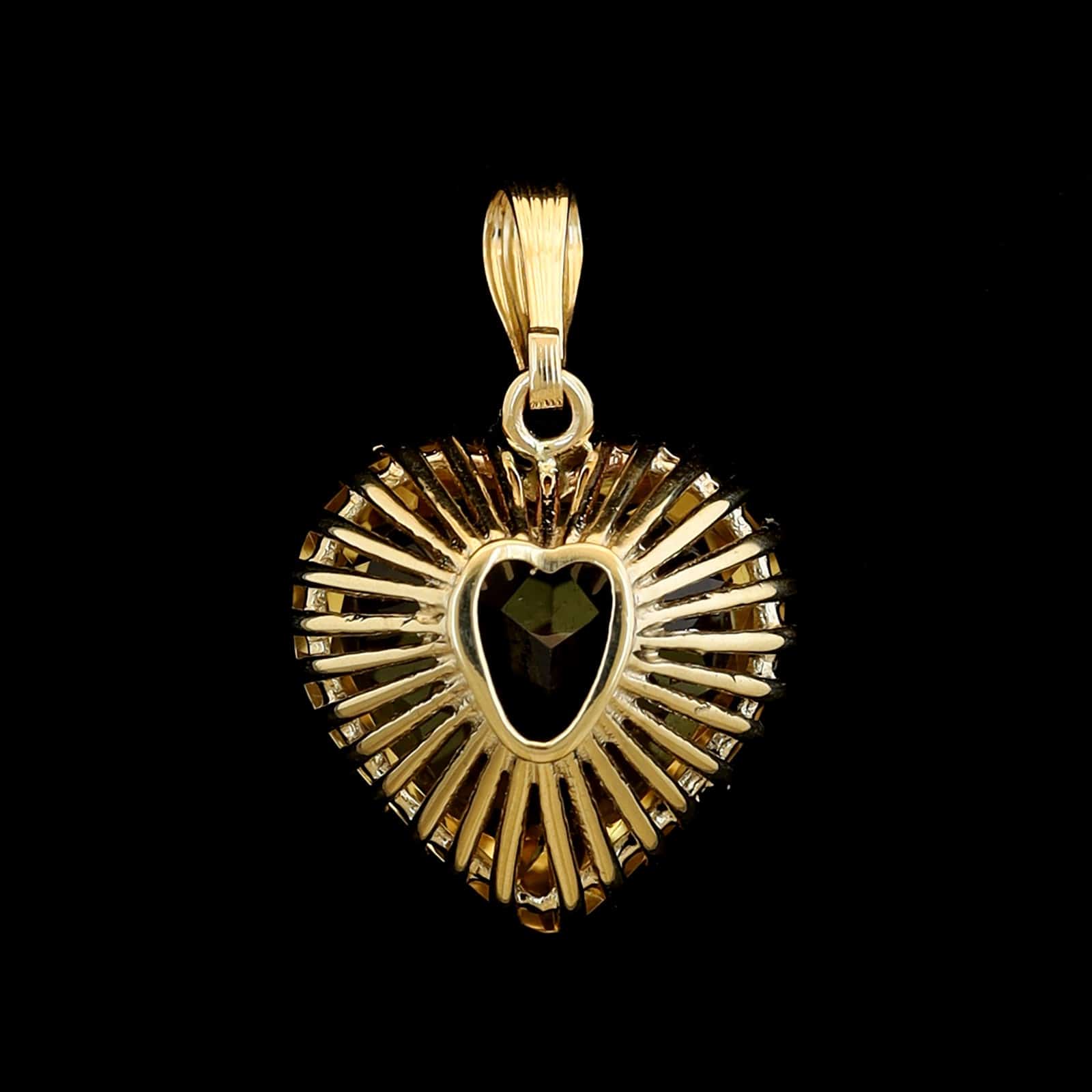 14K Yellow Gold Estate Citrine Heart Pendant - Image 2