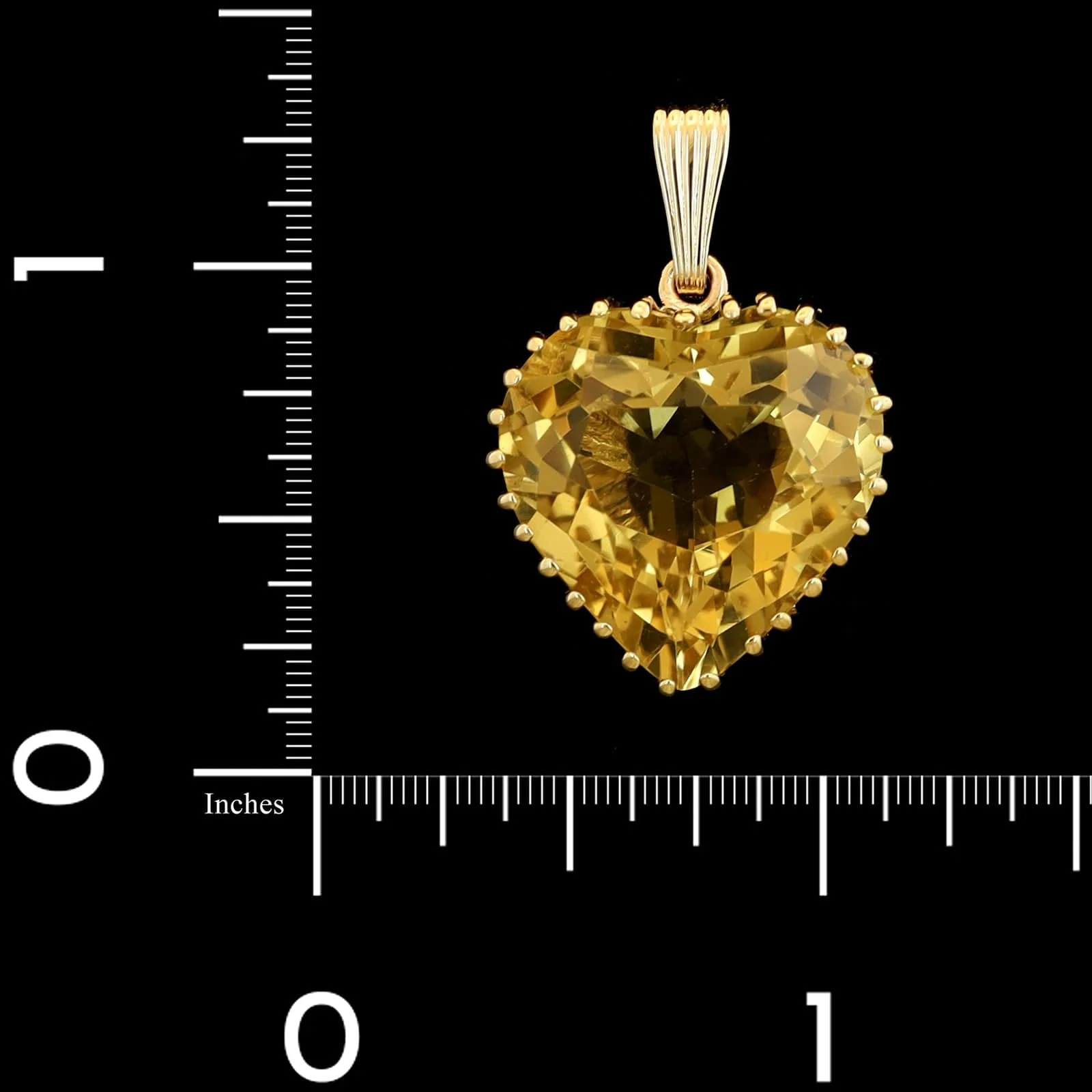 14K Yellow Gold Estate Citrine Heart Pendant - Image 3