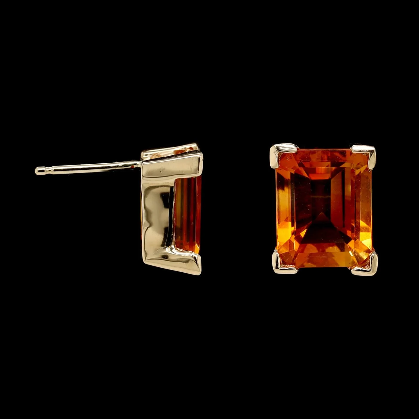 14K Yellow Gold Estate Citrine Stud Earrings
