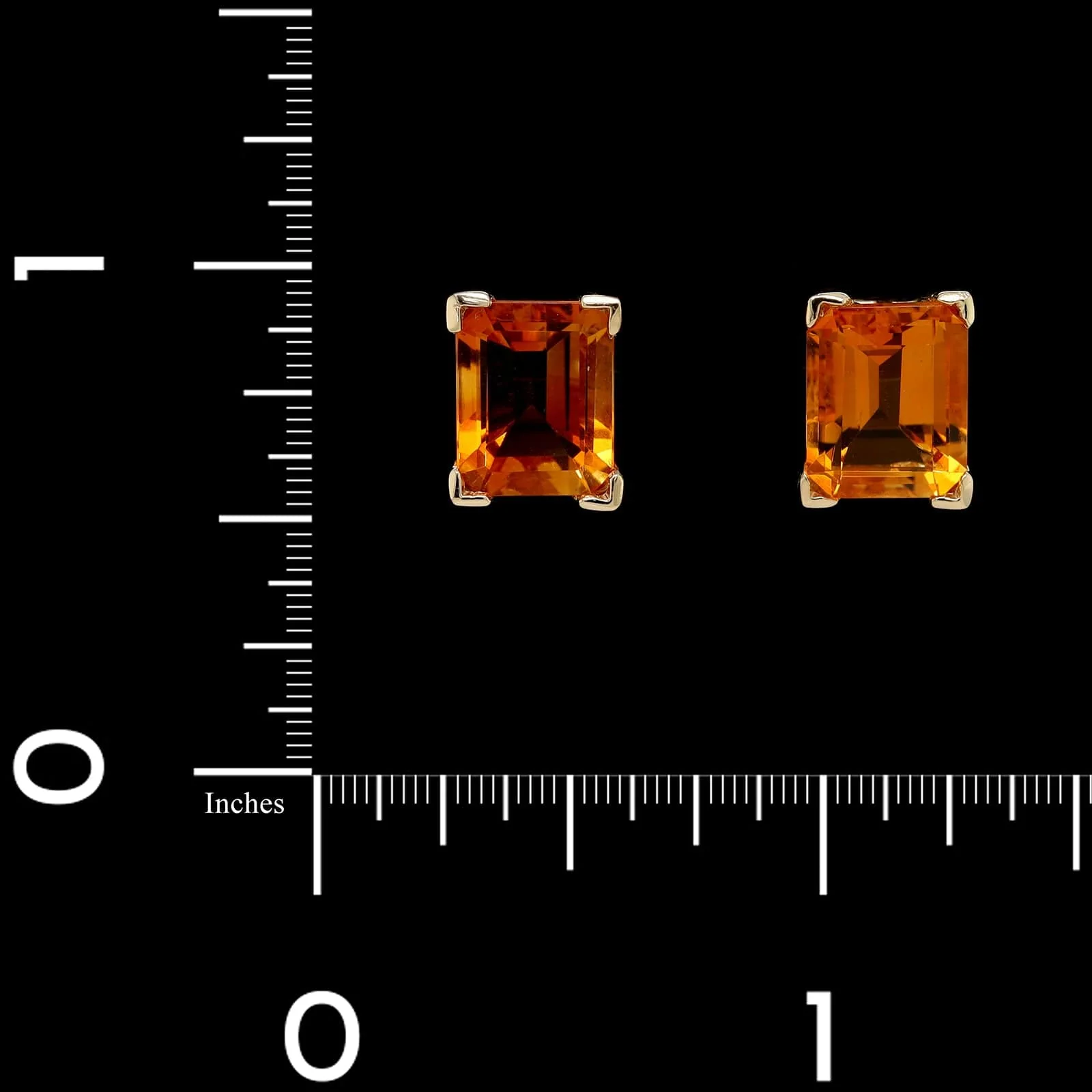 14K Yellow Gold Estate Citrine Stud Earrings - Image 2