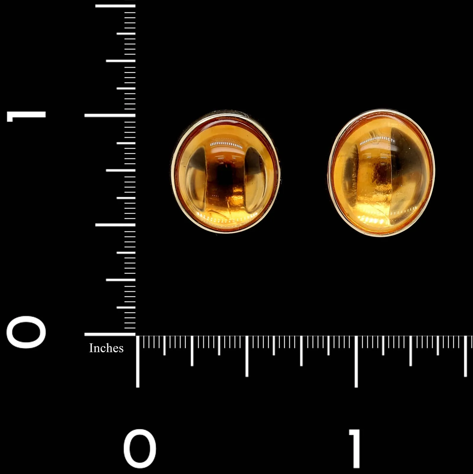 14K Yellow Gold Estate Citrine Stud Earrings - Image 2