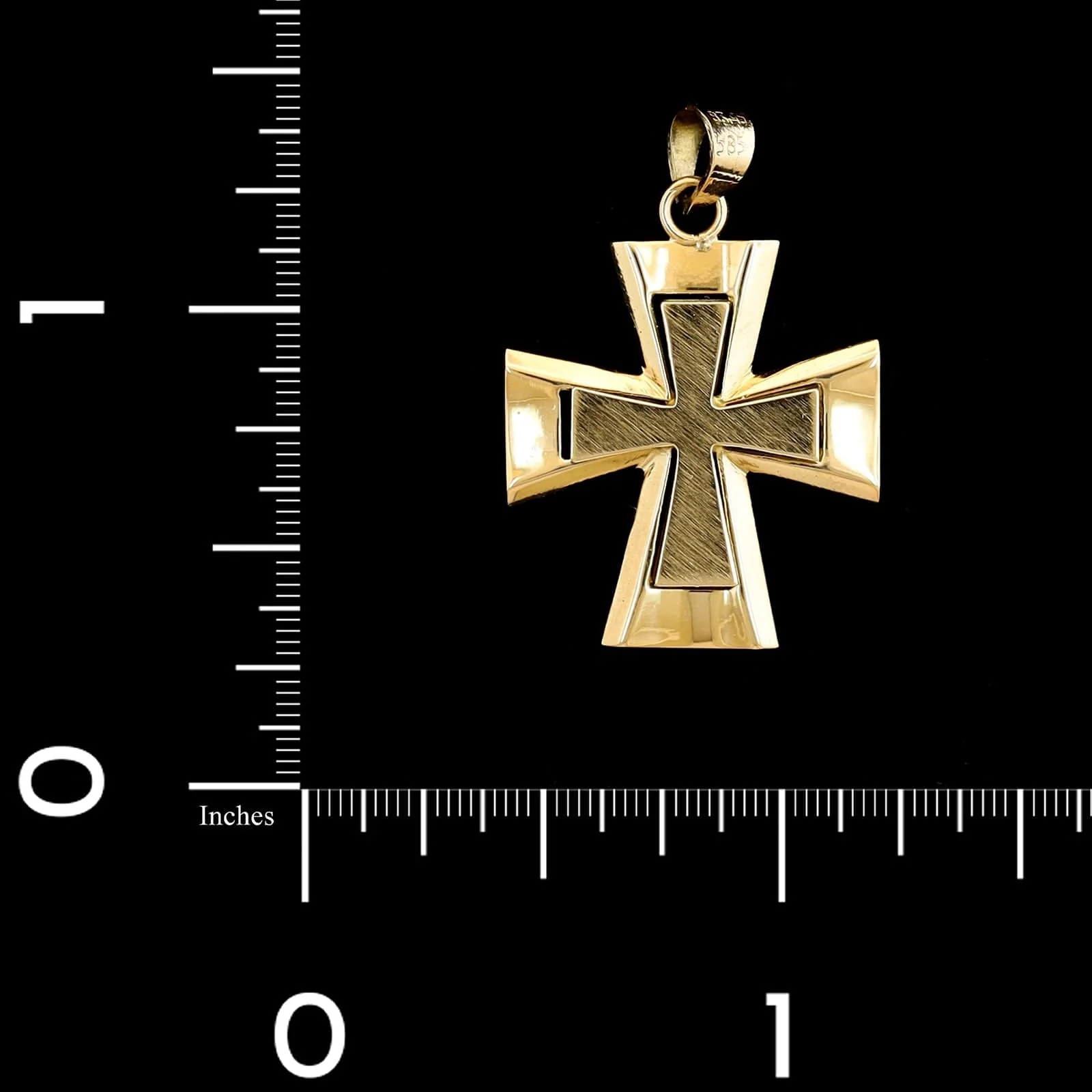 14K Yellow Gold Estate Cross Pendant - Image 2