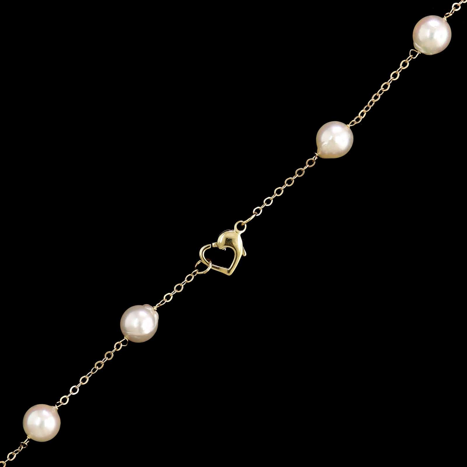 14K Yellow Gold Estate Cultured Baroque Tin Cup Pearl Necklace - Image 2
