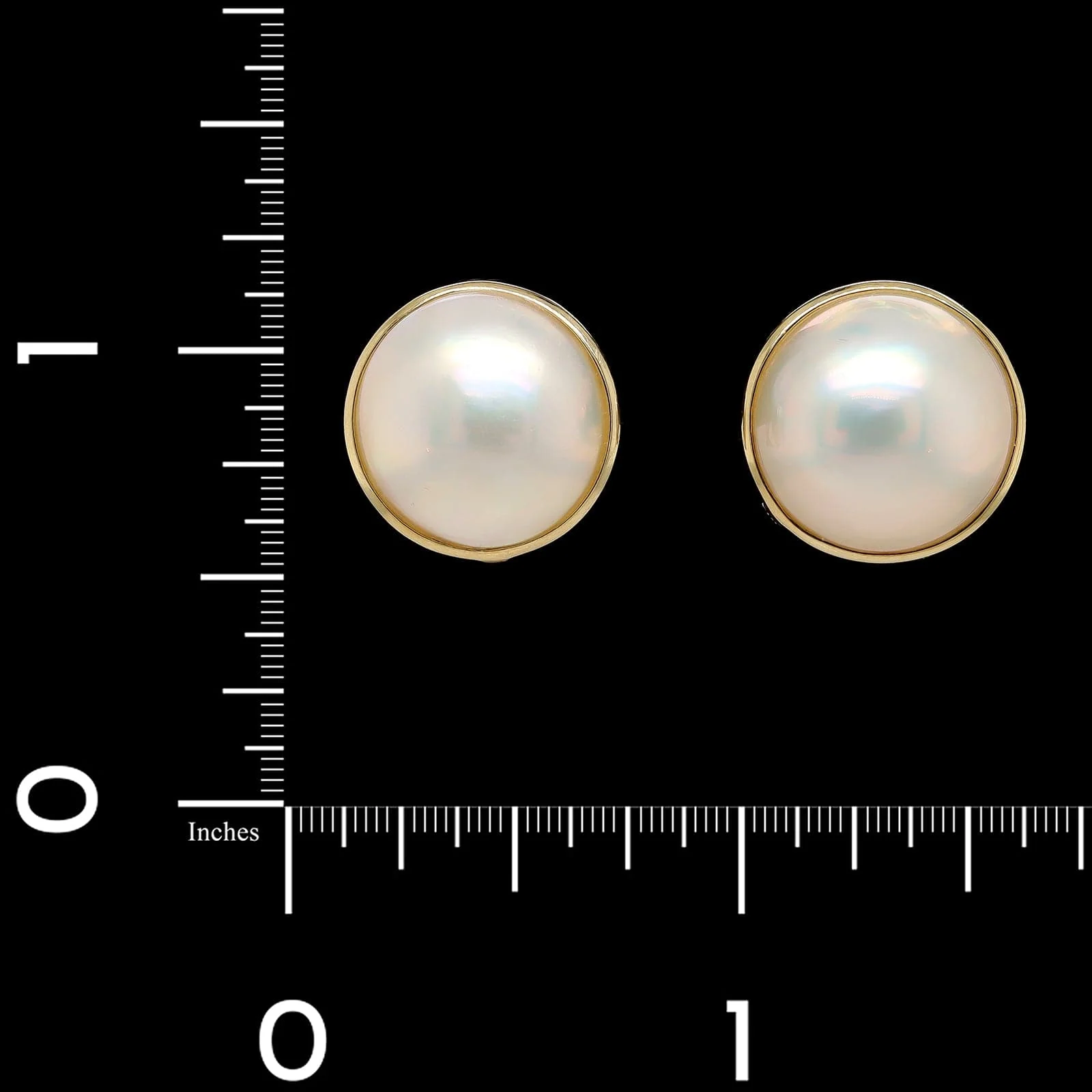 14K Yellow Gold Estate Cultured Mabe Pearl Earrings - Image 2