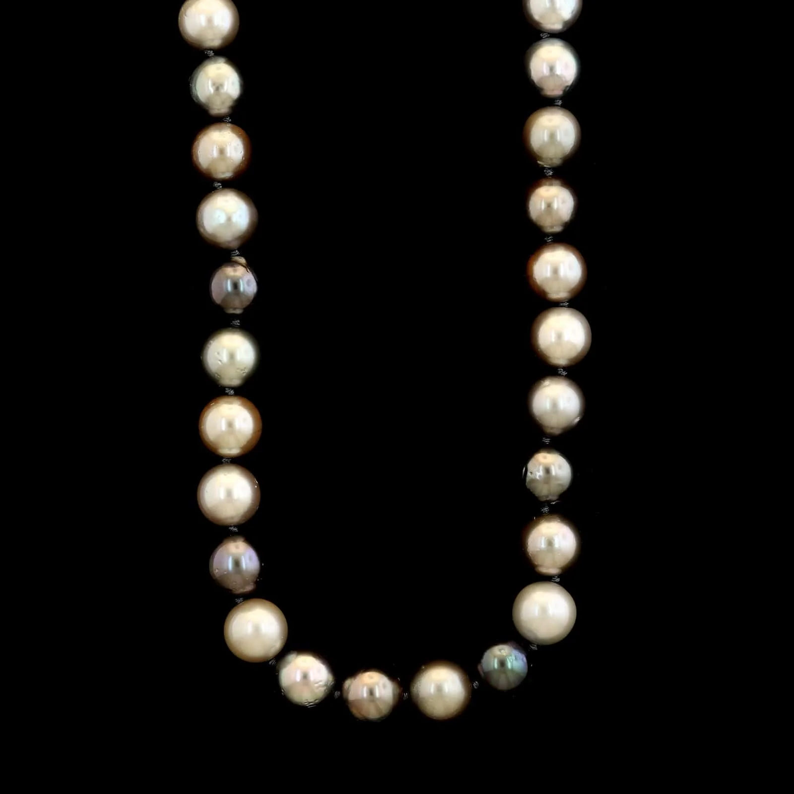 14K Yellow Gold Estate Cultured Multicolor Tahitian Pearl Necklace