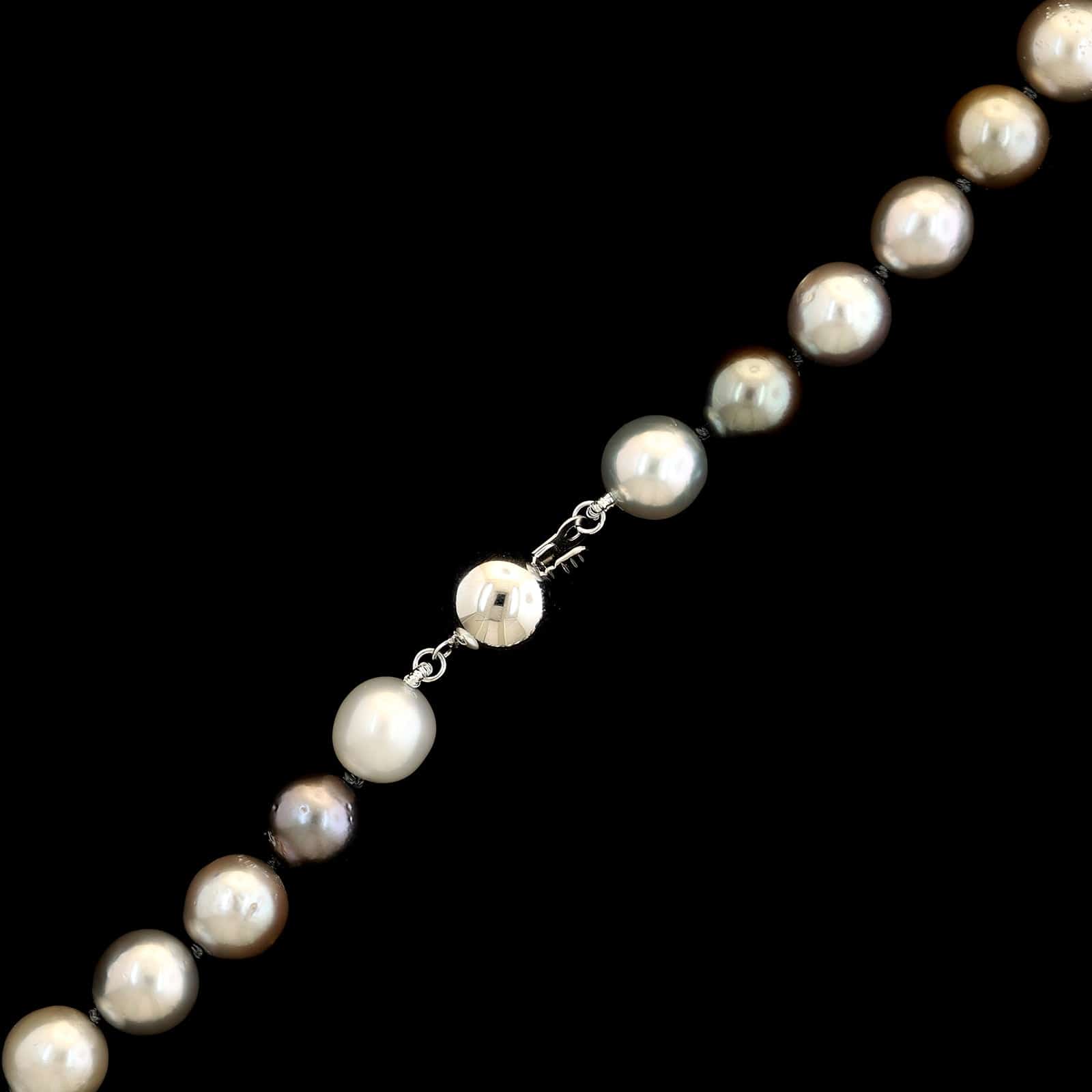 14K Yellow Gold Estate Cultured Multicolor Tahitian Pearl Necklace - Image 2