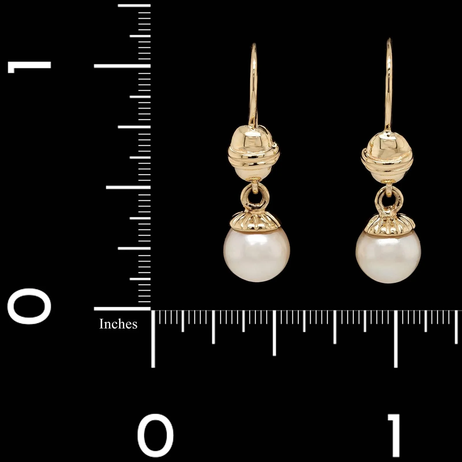 14K Yellow Gold Estate Cultured Pearl Earrings - Image 2